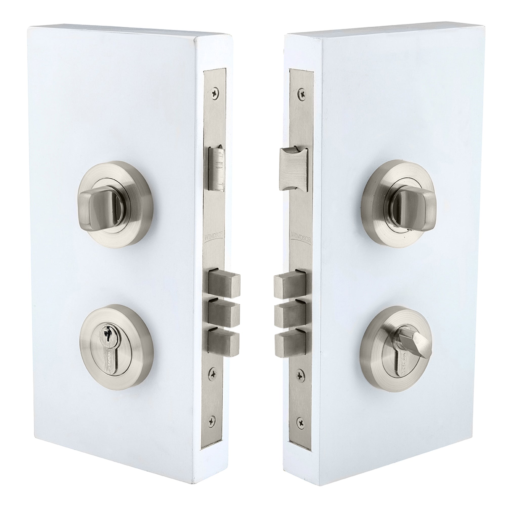 Pull Handle Double Turn Lock Round 60mm - Brushed Nickel