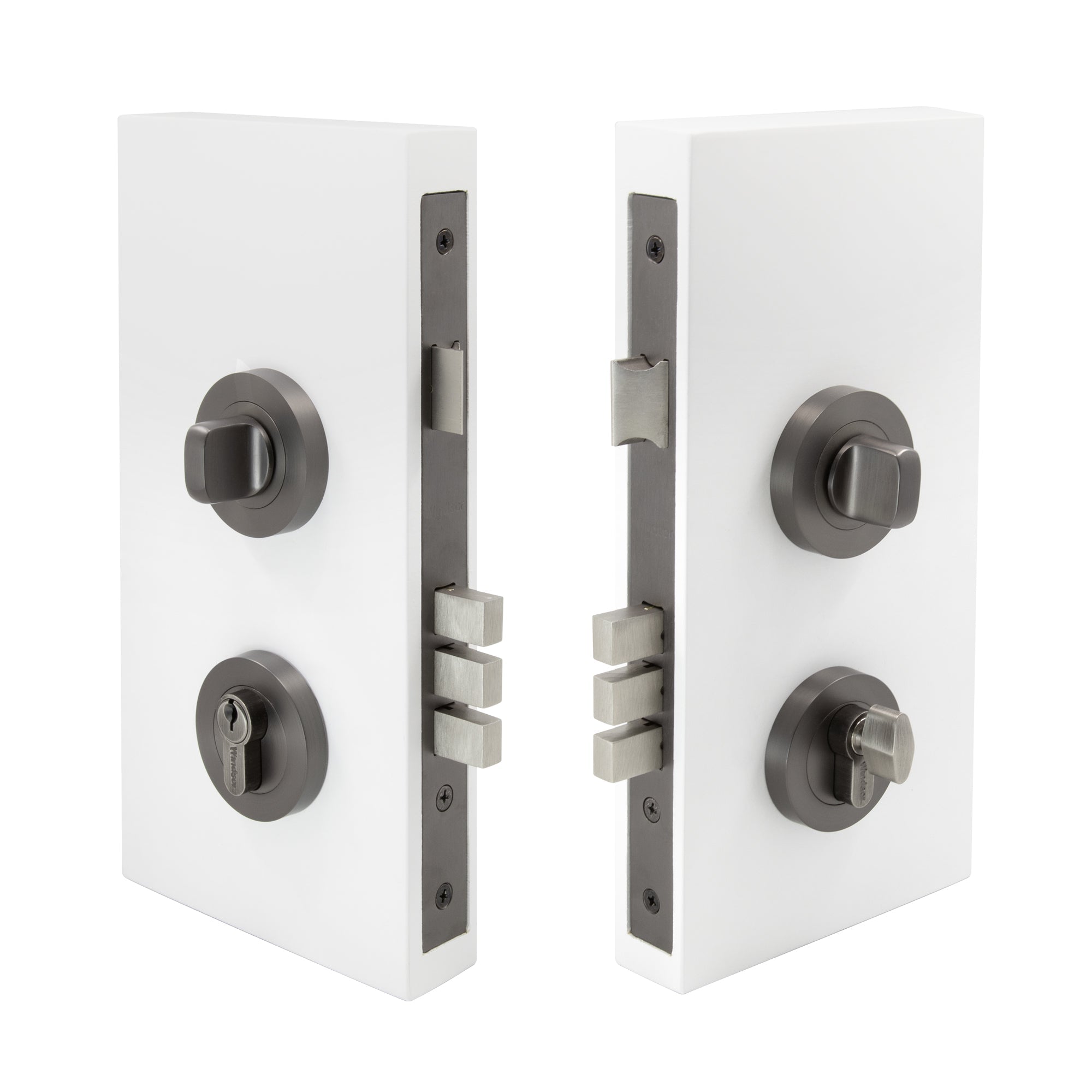 Pull Handle Double Turn Lock Round 60mm - Graphite Nickel