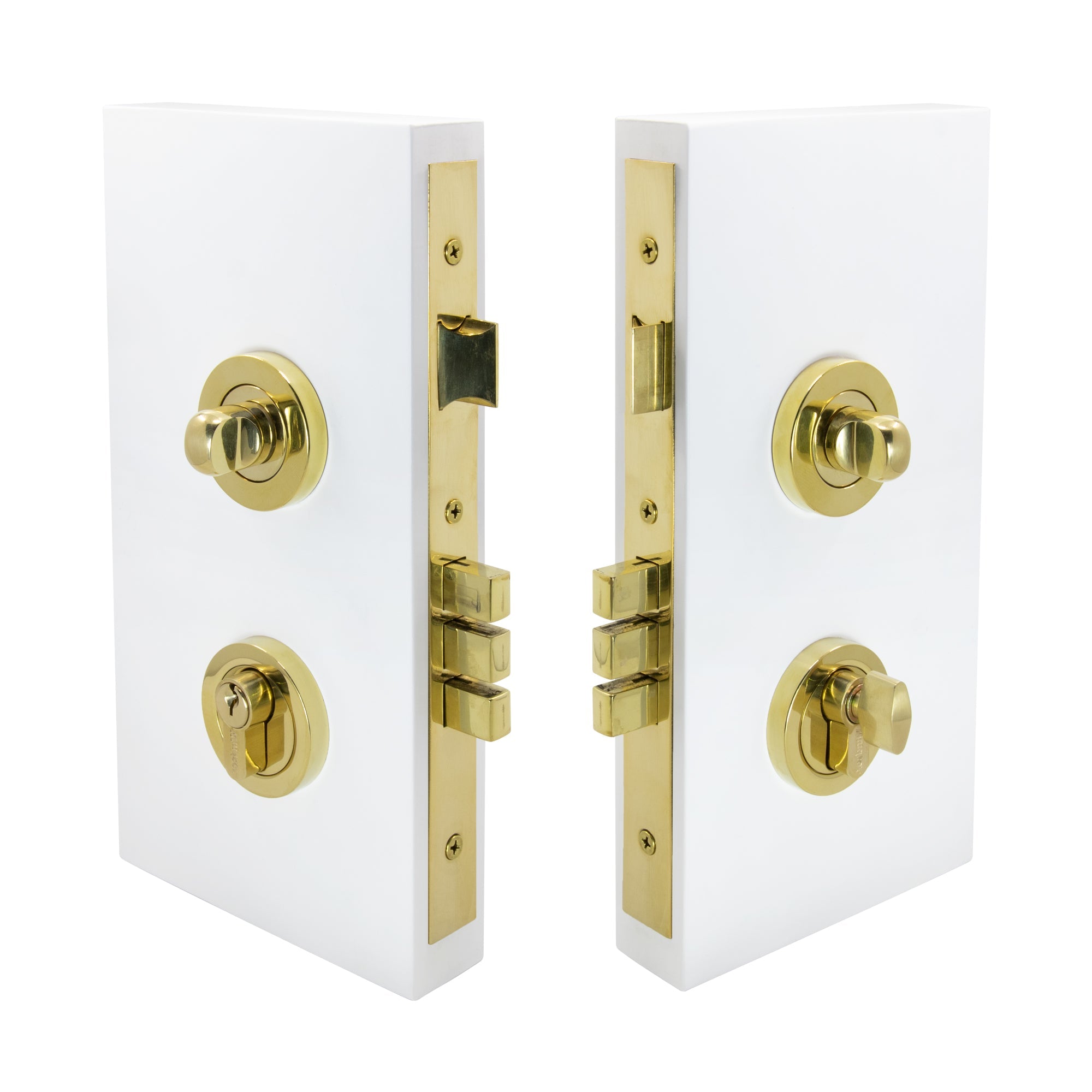 Pull Handle Double Turn Lock Round 60mm - Unlacquered Brass