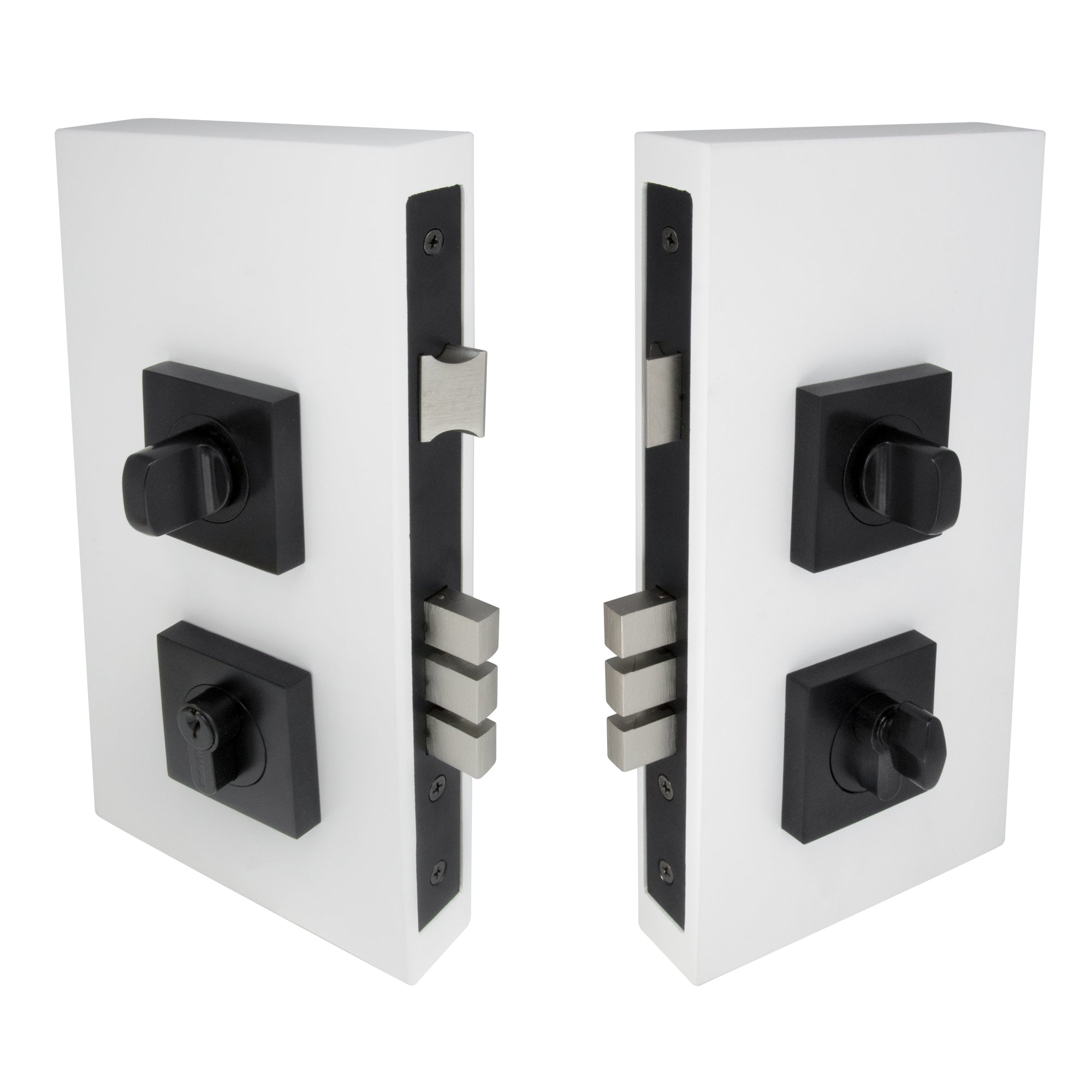 Pull Handle Double Turn Lock Square 60mm - Black
