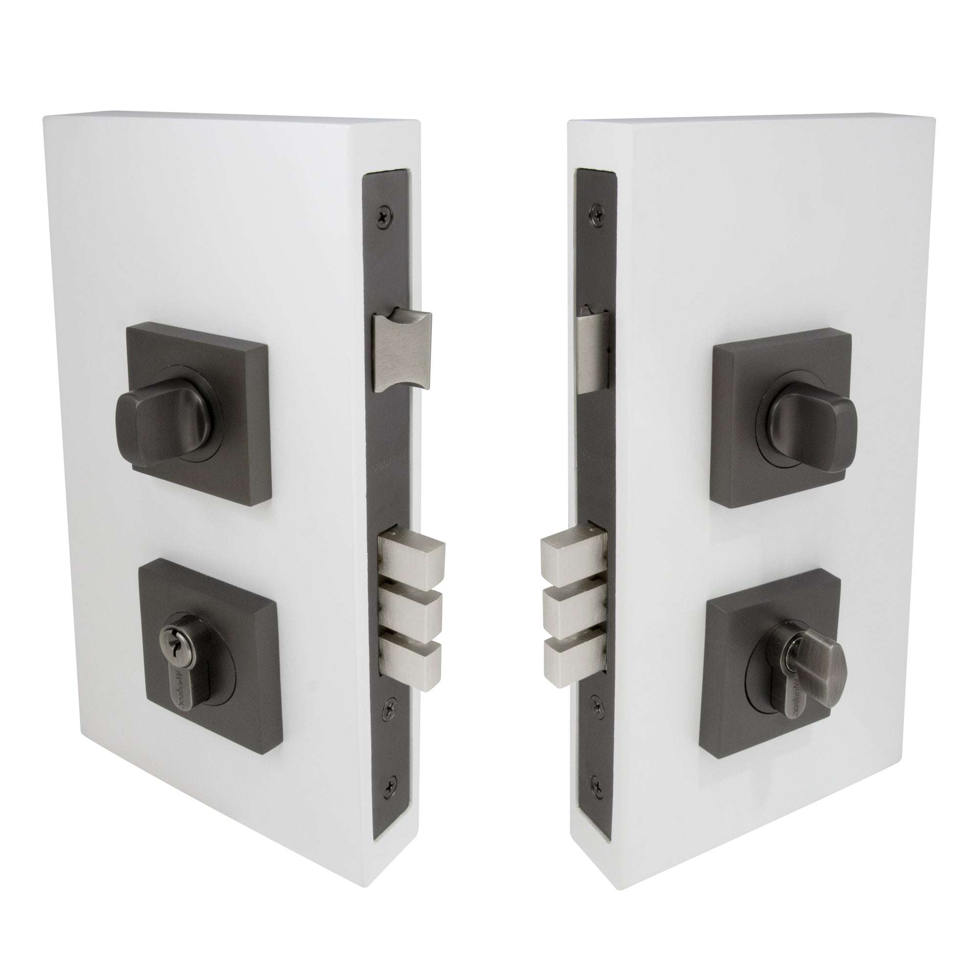 Pull Handle Double Turn Lock Square 60mm - Graphite Nickel