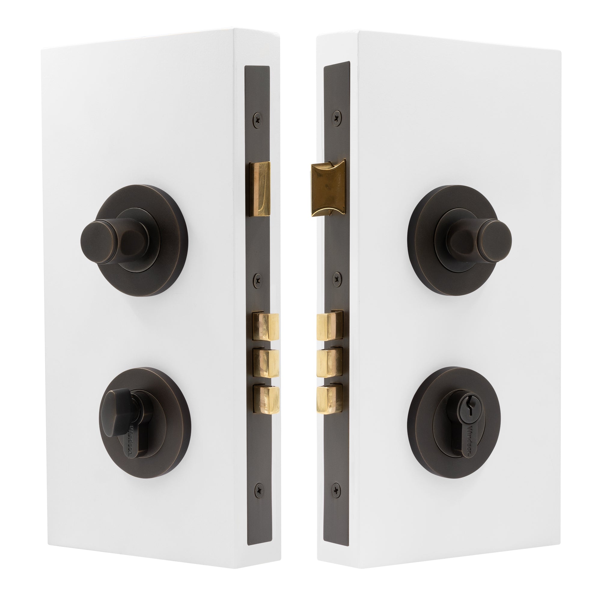 NIDO - Double Turn Lock Kit - Plain - Dark Roman Brass