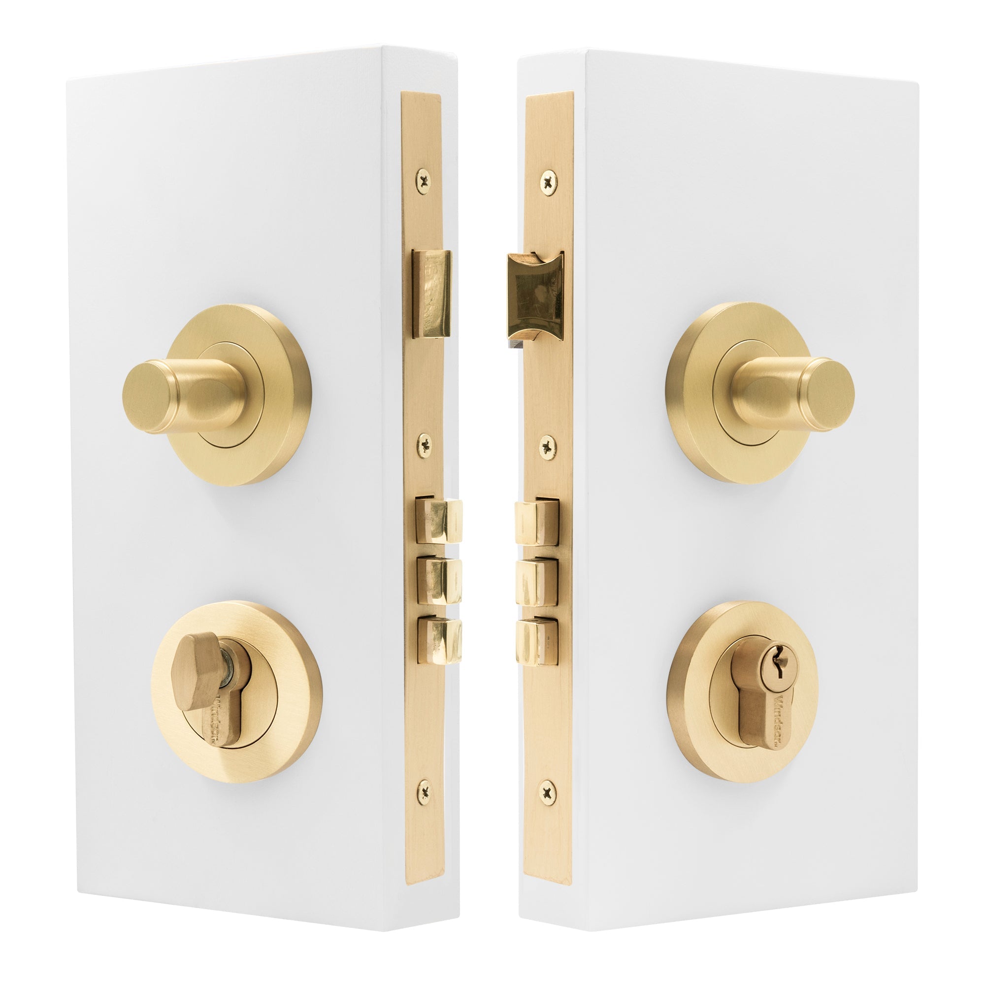 NIDO - Double Turn Lock Kit - Plain - Unlacquered Satin Brass