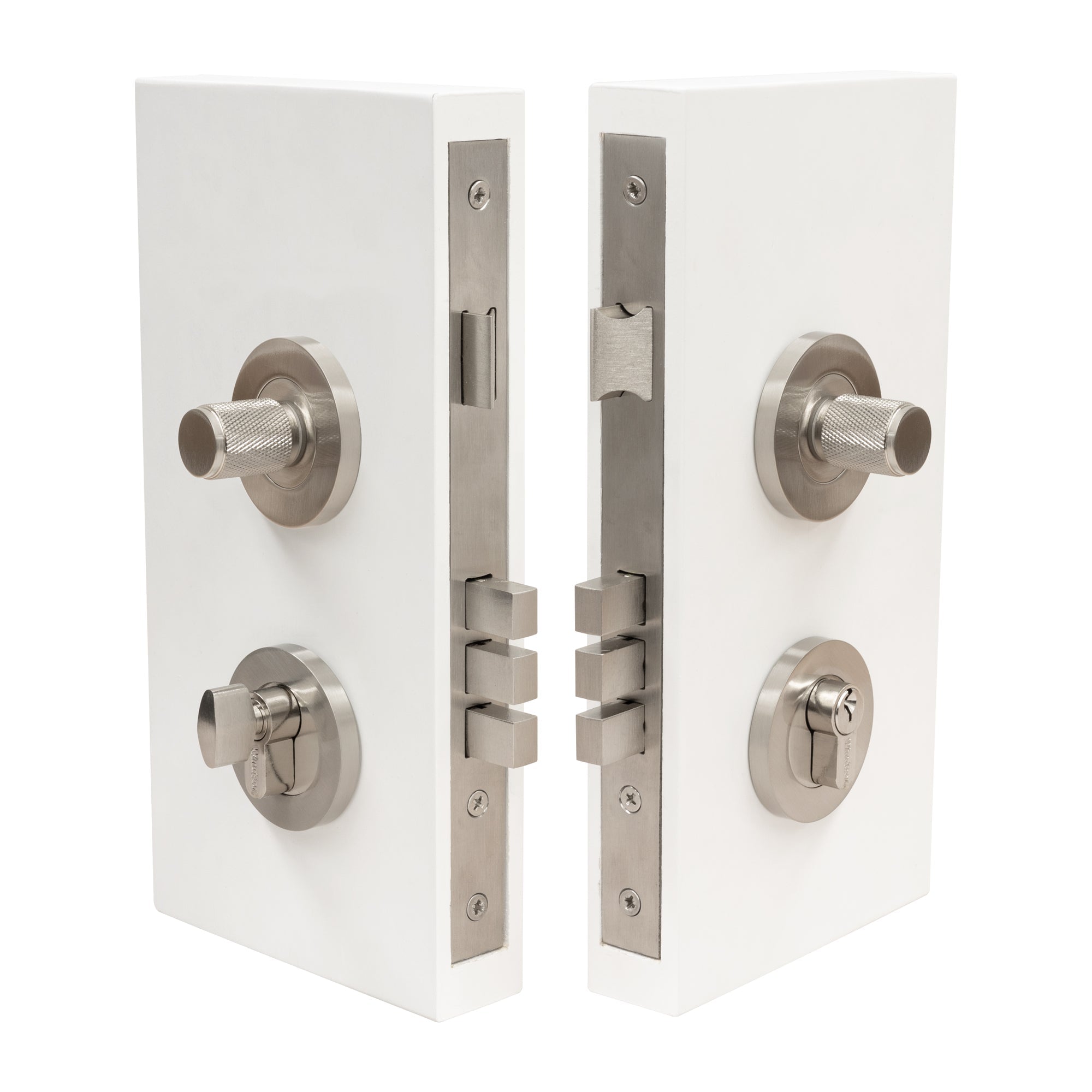 NIDO - Double Turn Lock Kit - Diamond Knurl - Brushed Nickel
