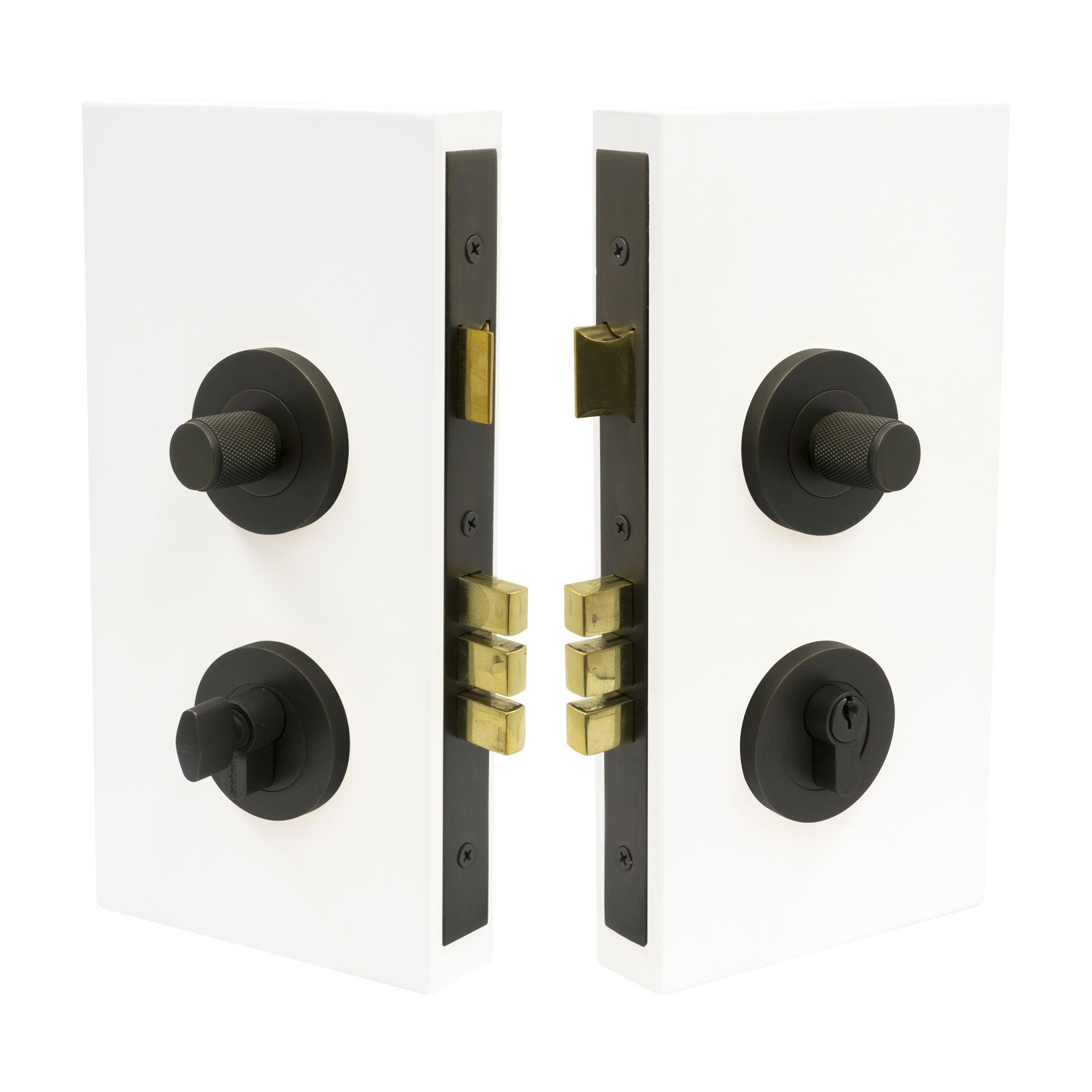 NIDO - Double Turn Lock Kit - Diamond Knurl - Dark Roman Brass