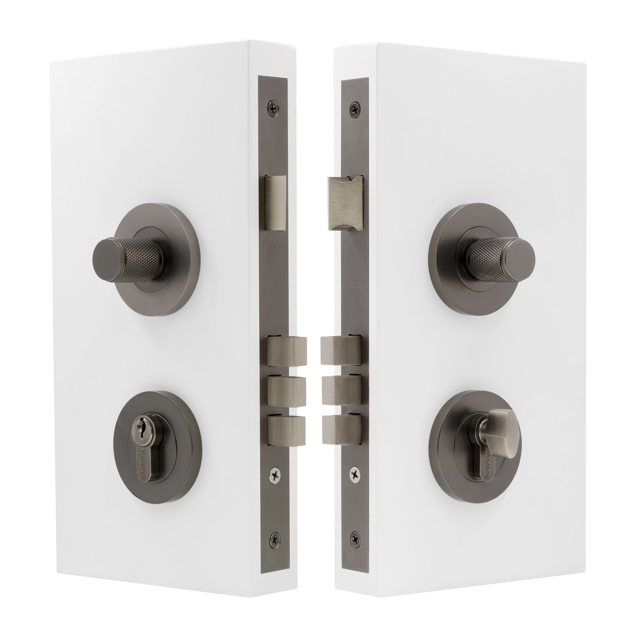 NIDO - Double Turn Lock Kit - Diamond Knurl - Graphite Nickel