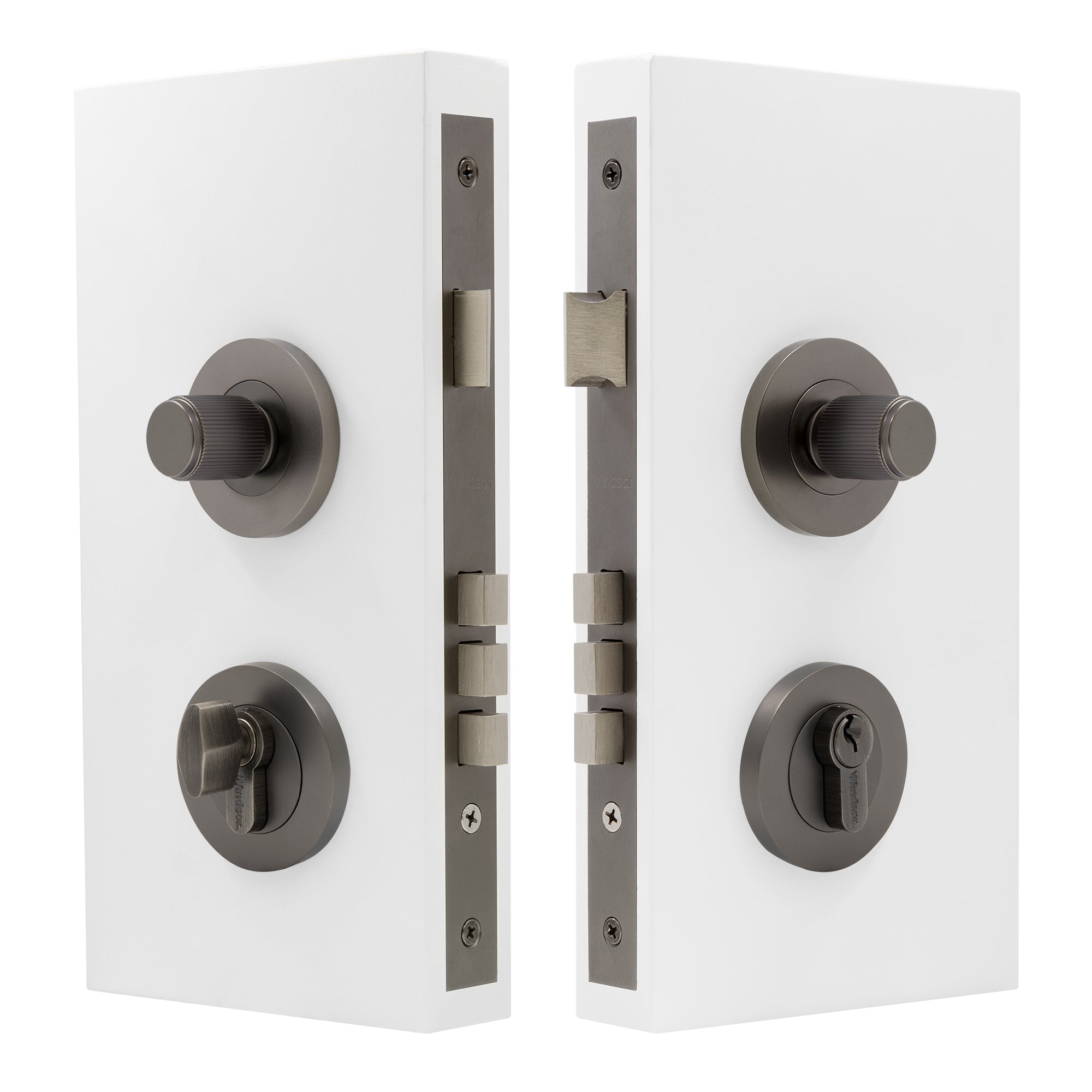 NIDO - Double Turn Lock Kit - Linear Knurl - Graphite Nickel