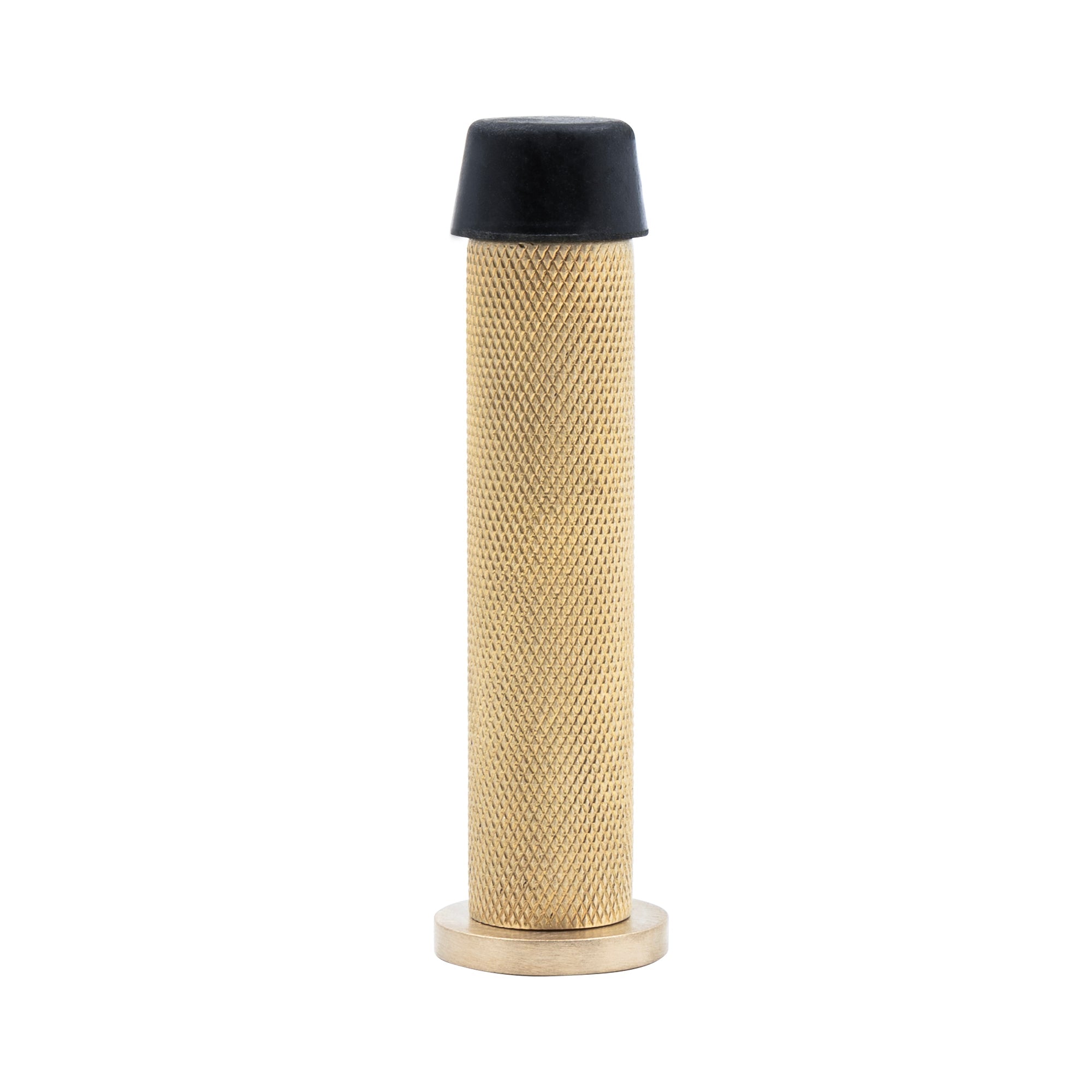 85mm Skirting Doorstop Slimline - Diamond Knurl - Unlacquered Satin Brass