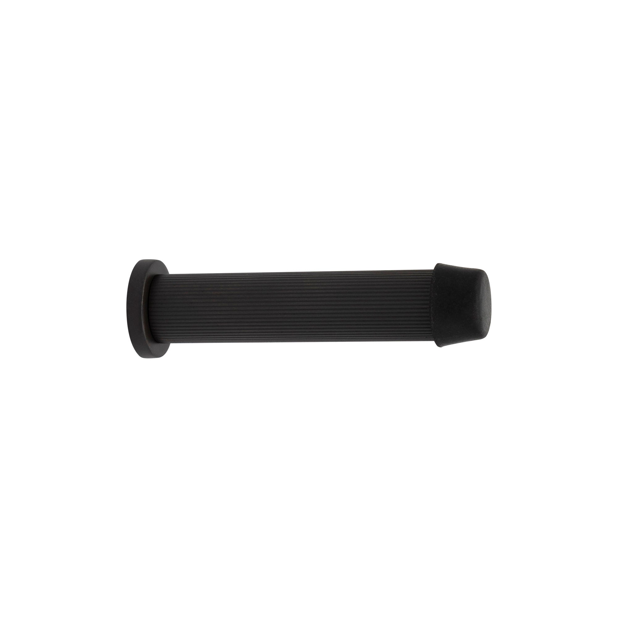85mm Skirting Doorstop Slimline - Linear Knurl - Dark Roman Brass