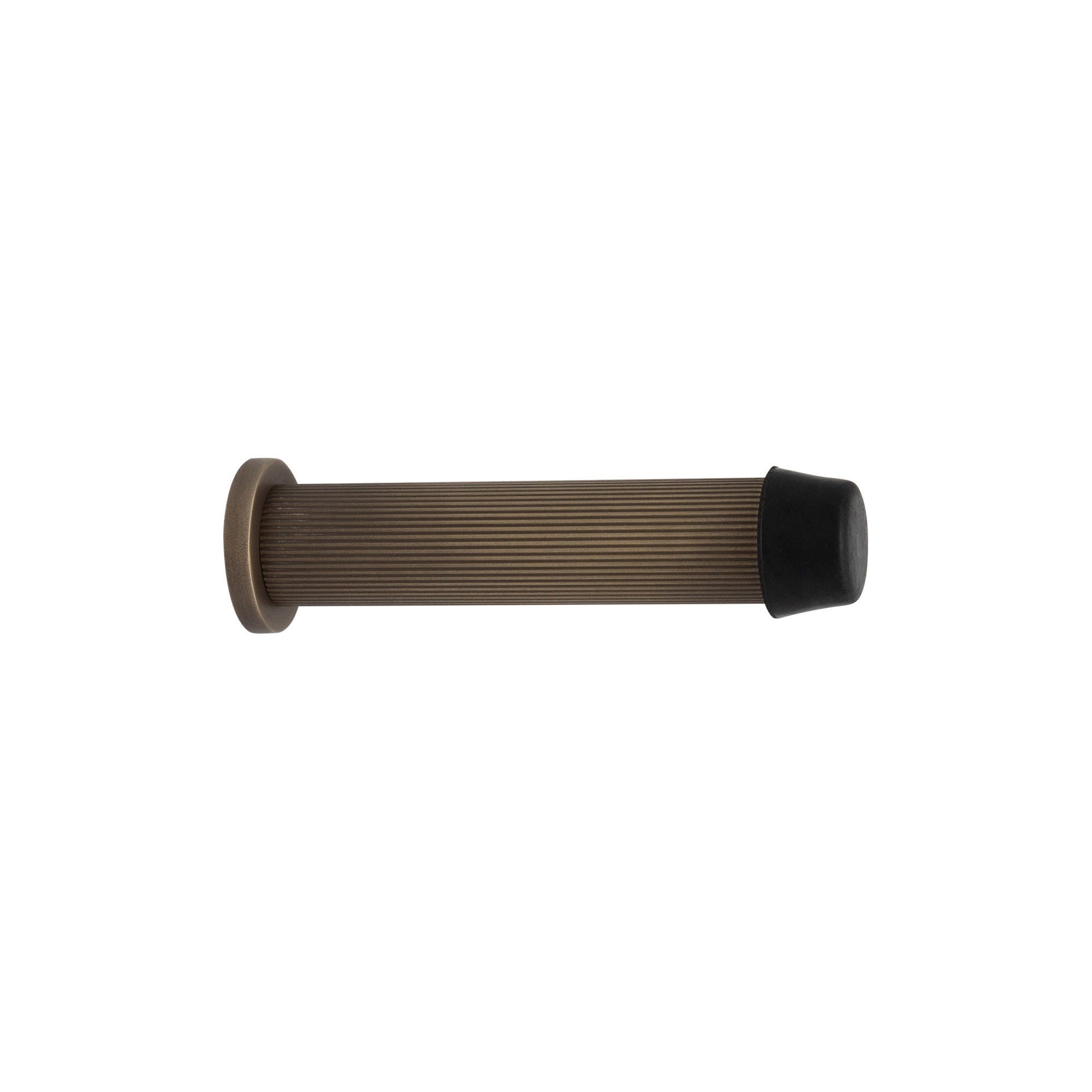 85mm Skirting Doorstop Slimline - Linear Knurl - Roman Brass