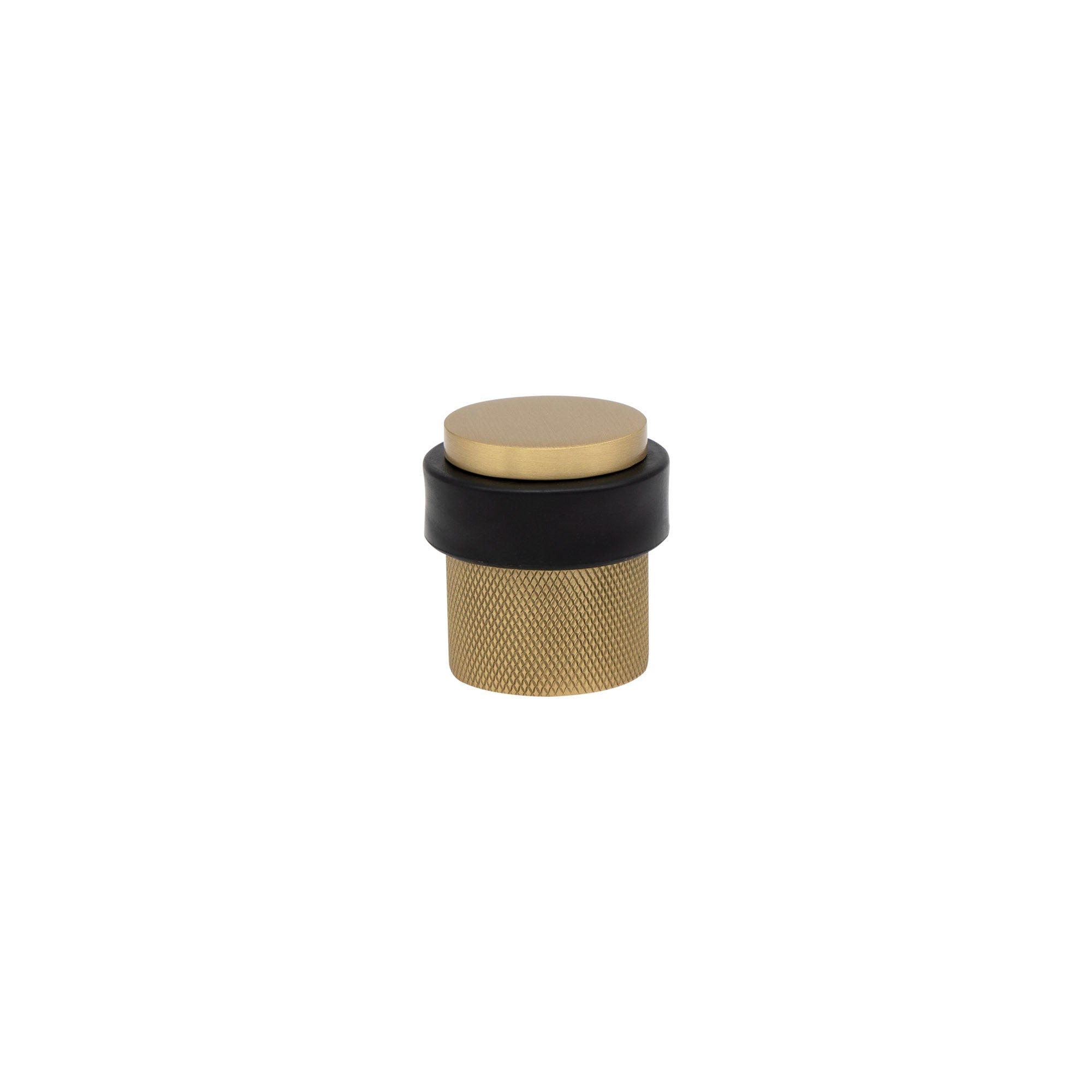 38mm Floor Mount Doorstop - Diamond Knurl - Matt Satin Brass