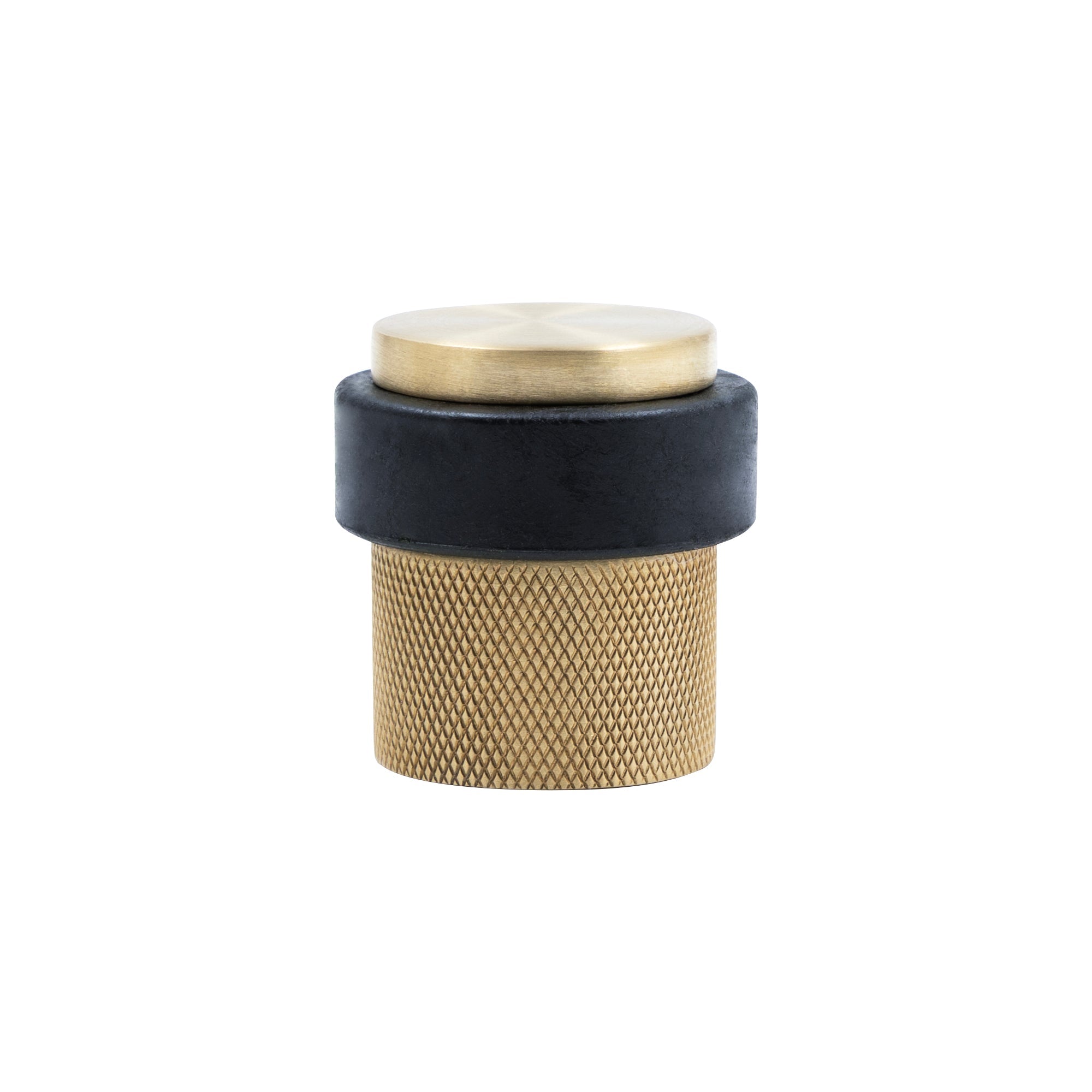 38mm Floor Mount Doorstop - Diamond Knurl - Unlacquered Satin Brass