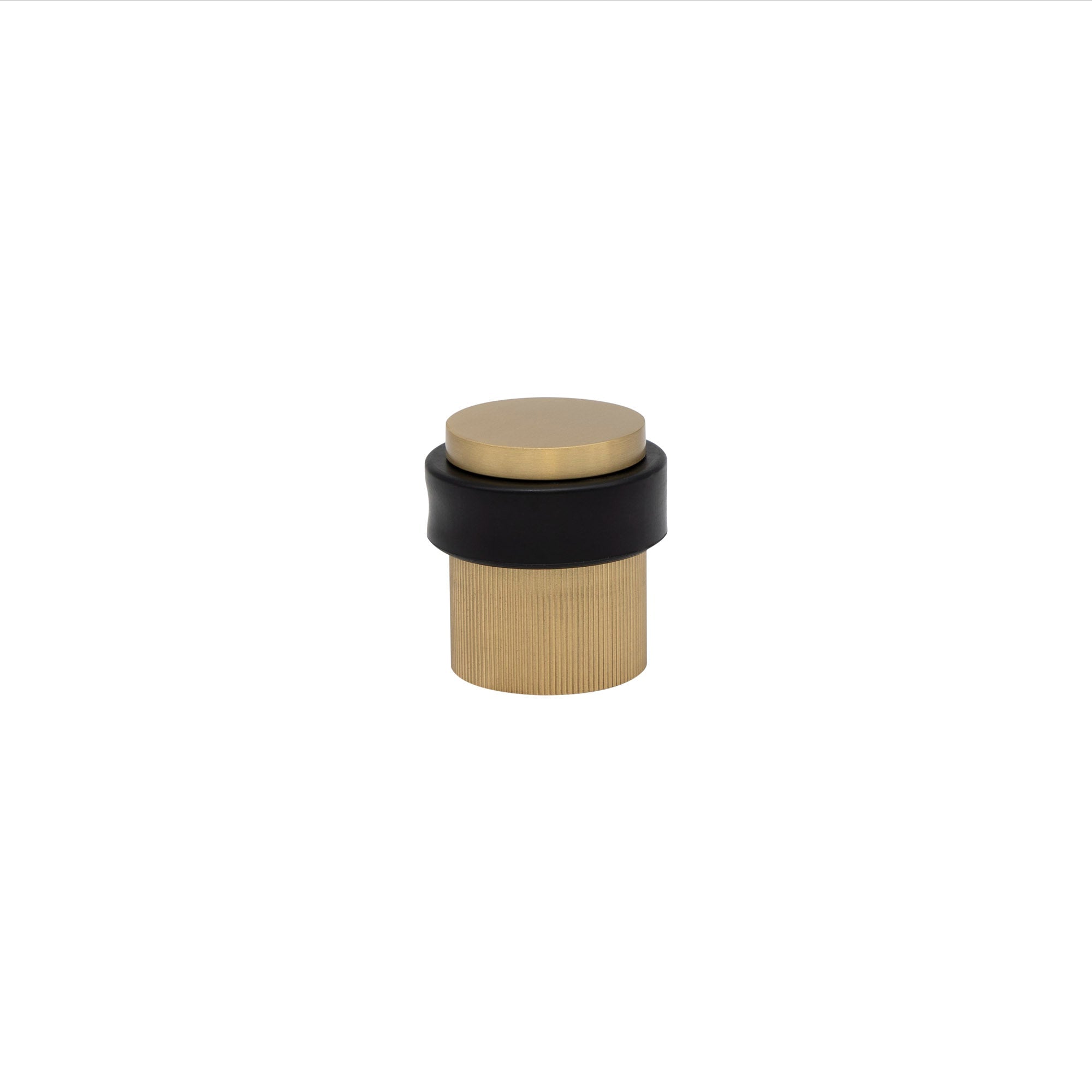 38mm Floor Mount Doorstop - Linear Knurl - Matt Satin Brass