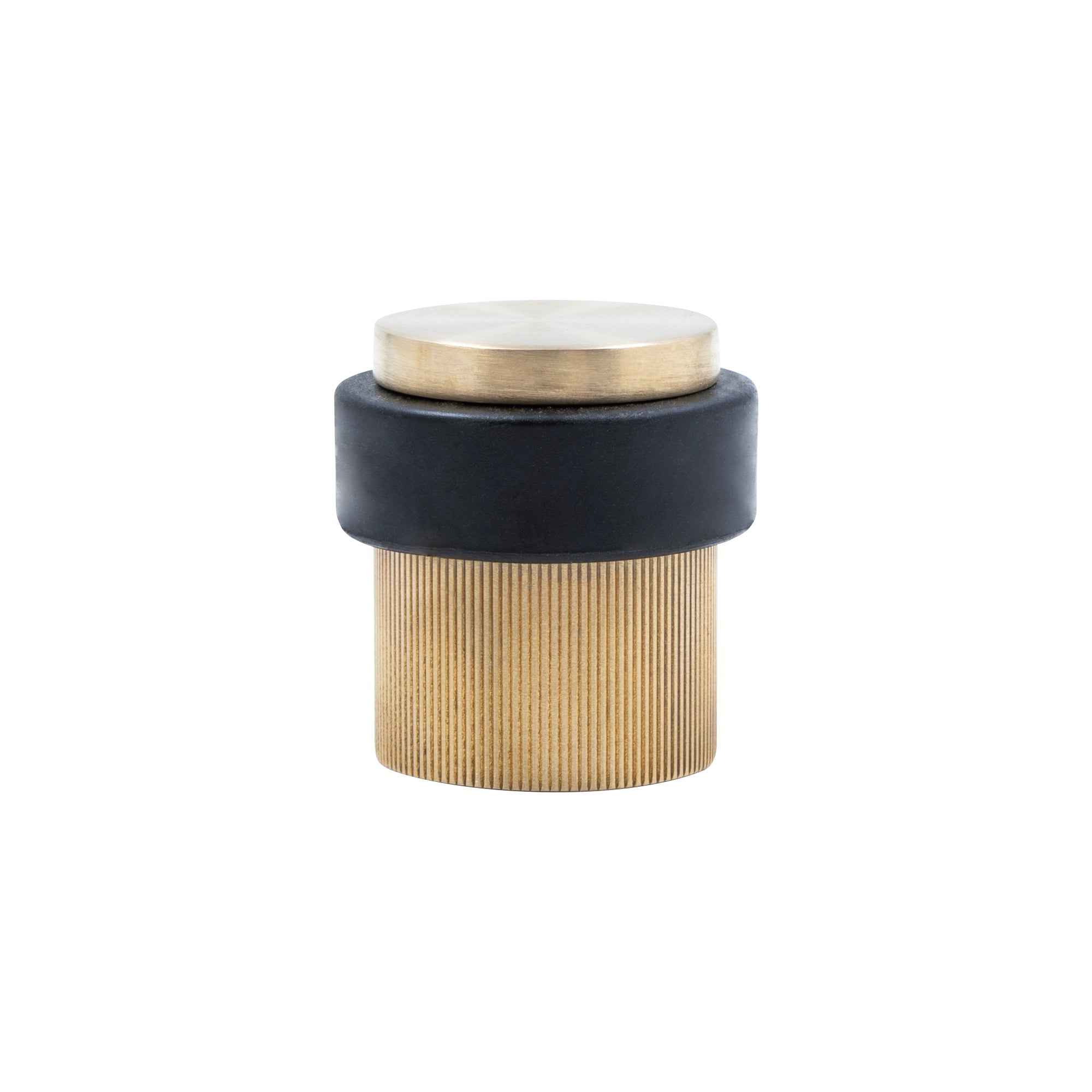 38mm Floor Mount Doorstop - Linear Knurl - Unlacquered Satin Brass