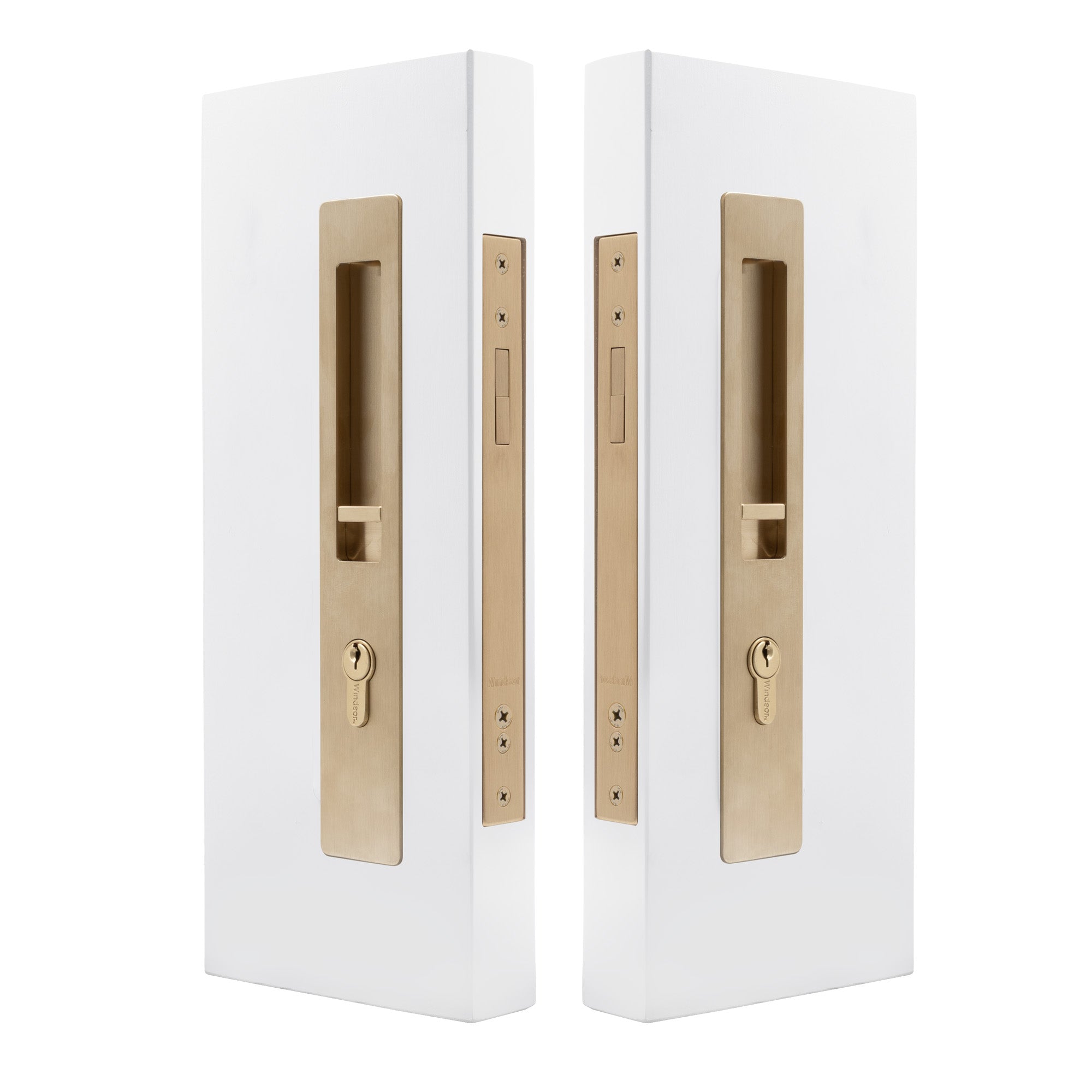 LUME - Locking Set - Key/Key - Integrated - 250mm - 51-58mm Doors - Unlacquered Satin Brass