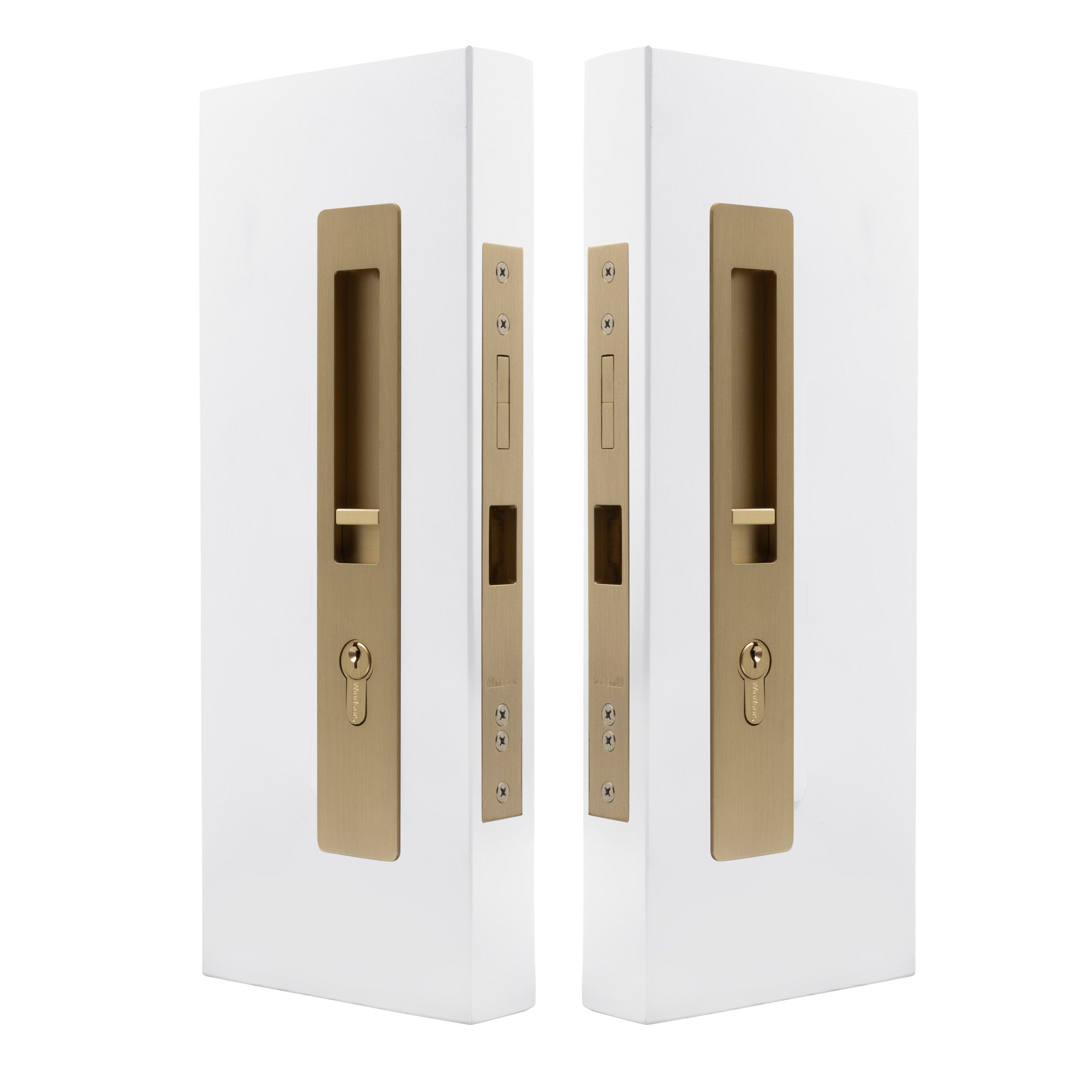 LUME - Locking Set - Key/Key - Integrated - 250mm - 38-42mm Doors - Matt Satin Brass
