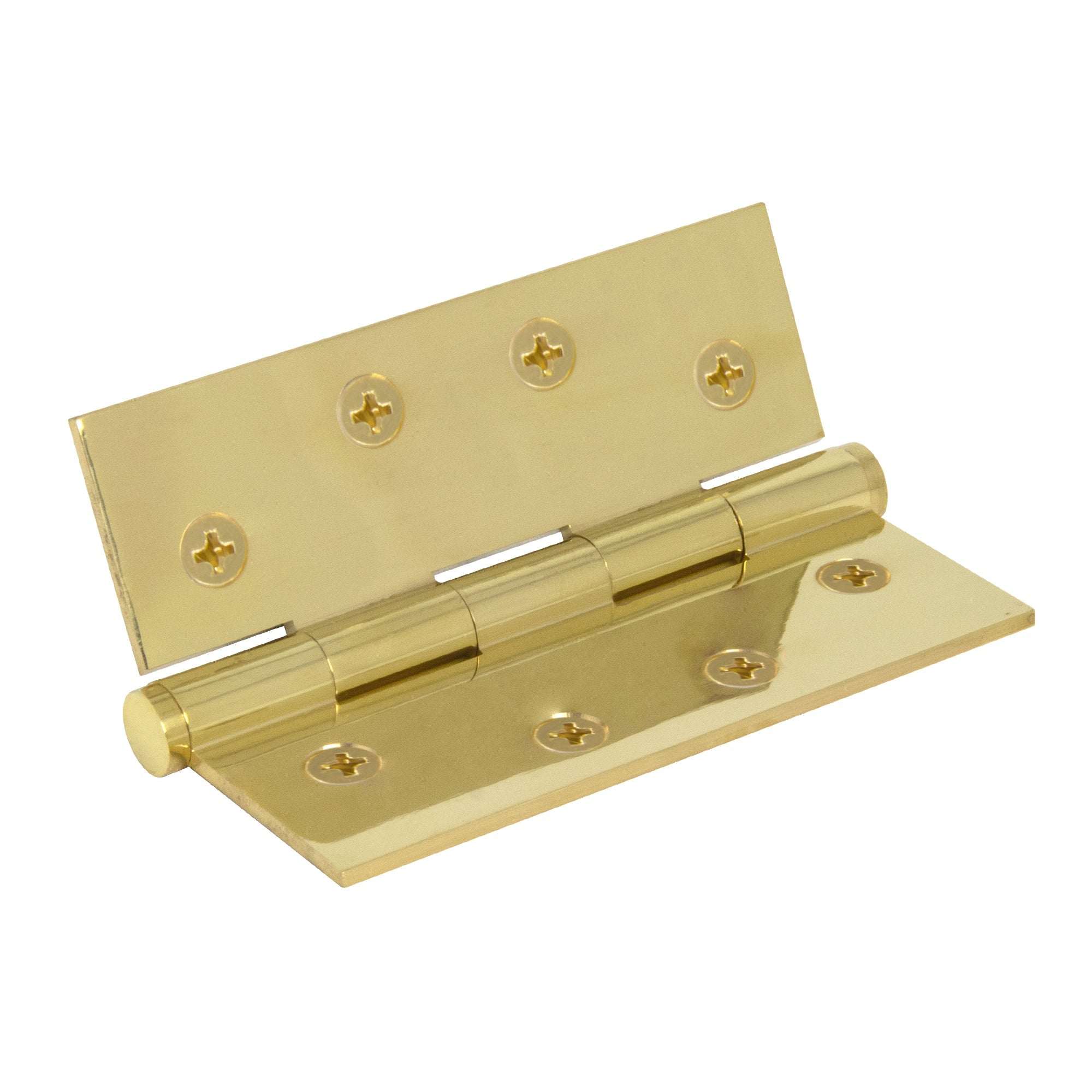 Hinge Brass Fixedpin 100mm x 75mm - Polished Brass
