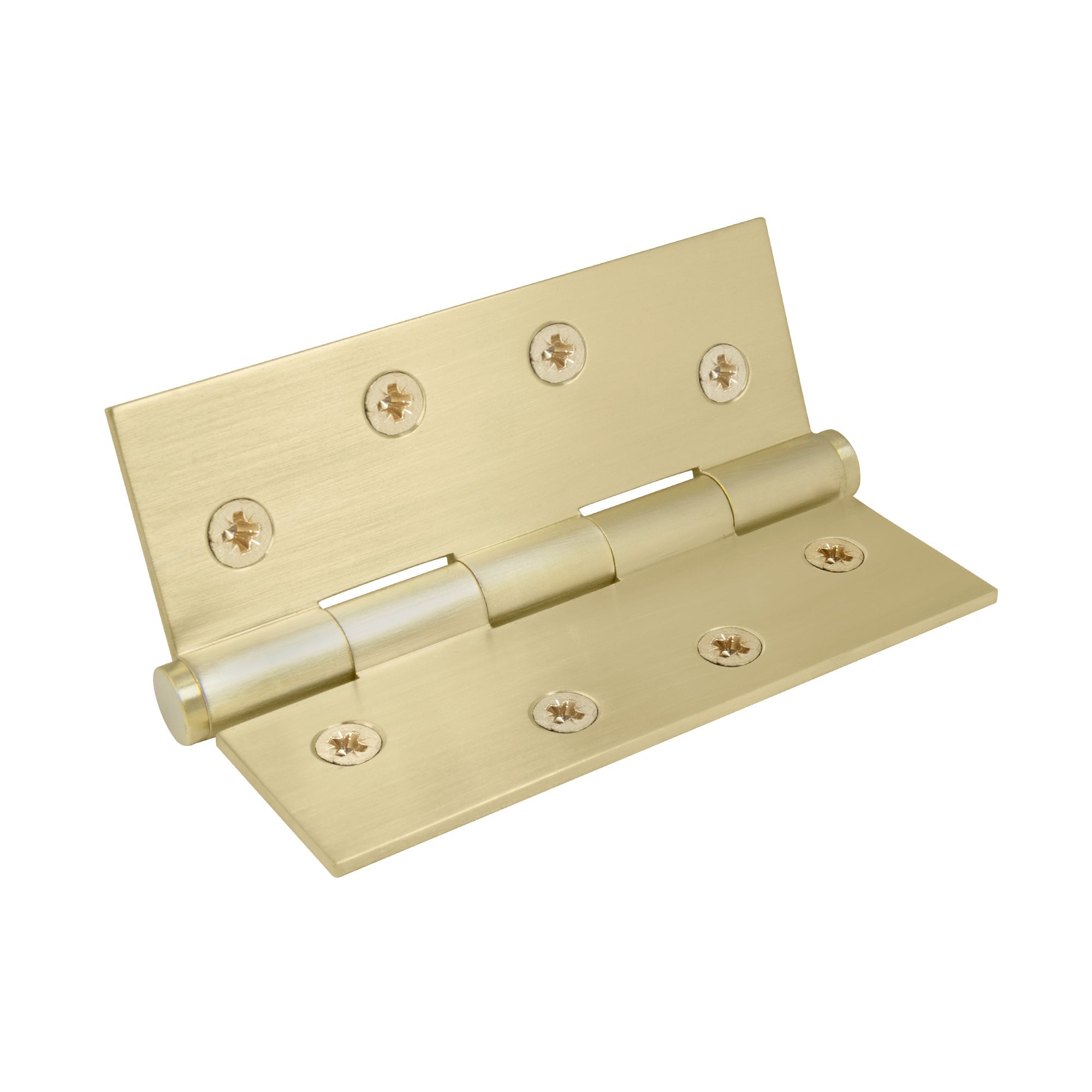 Hinge Brass Fixedpin 100mm x 75mm - Unlacquered Satin Brass