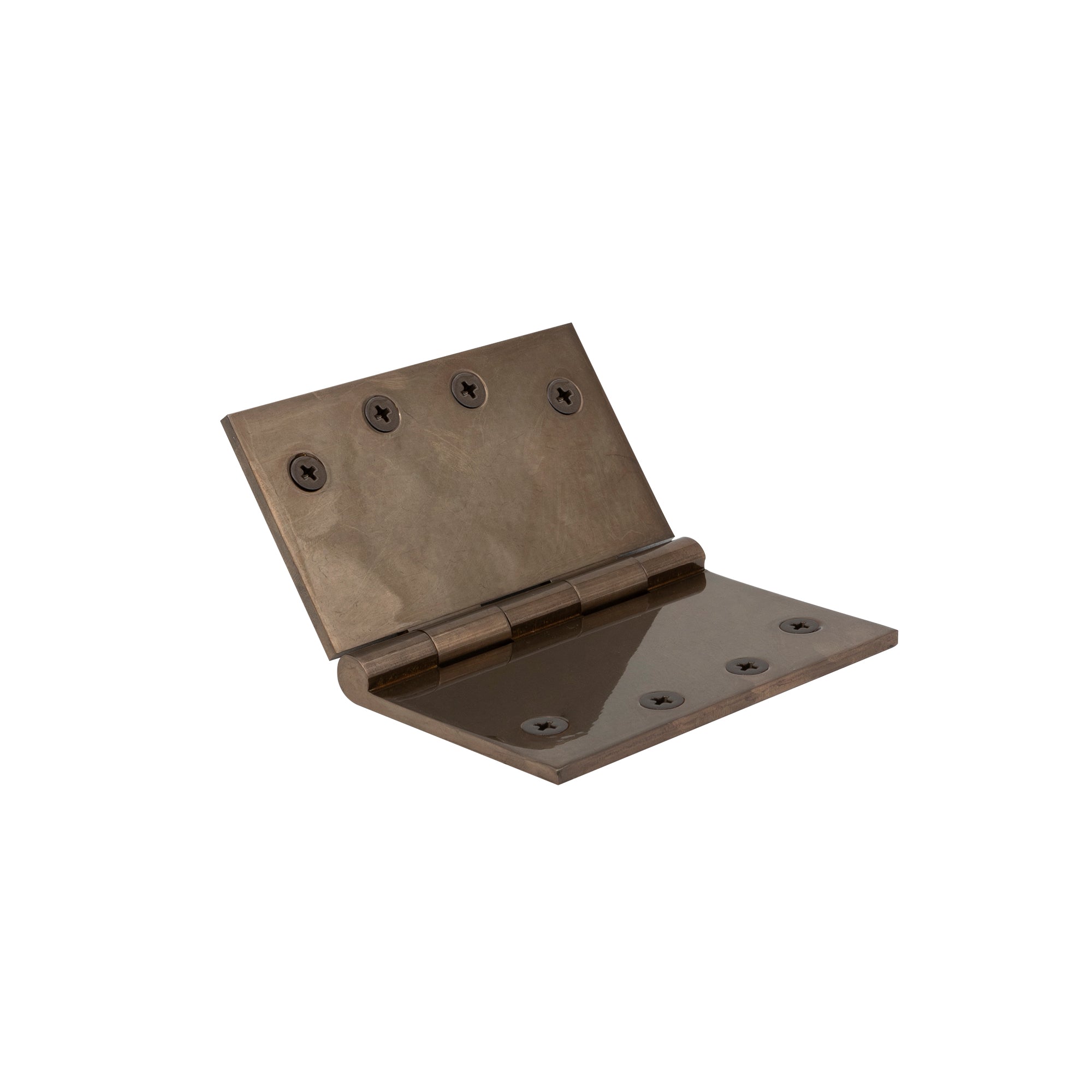 Hinge Brass Fixed Pin Flat Tip 100mm x 125mm - Antique Bronze