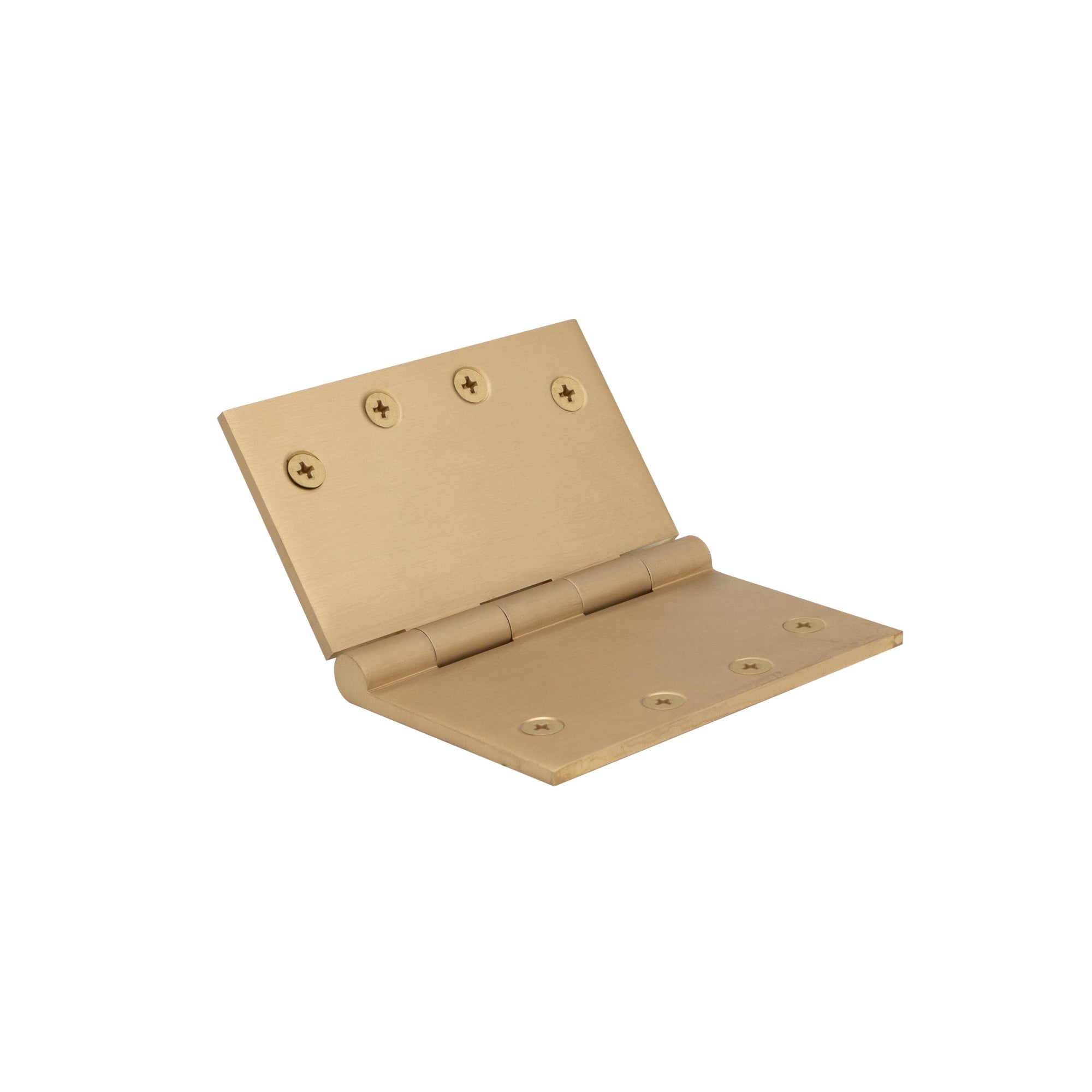 Hinge Brass Fixed Pin Flat Tip 100mm x 125mm - Matt Satin Brass