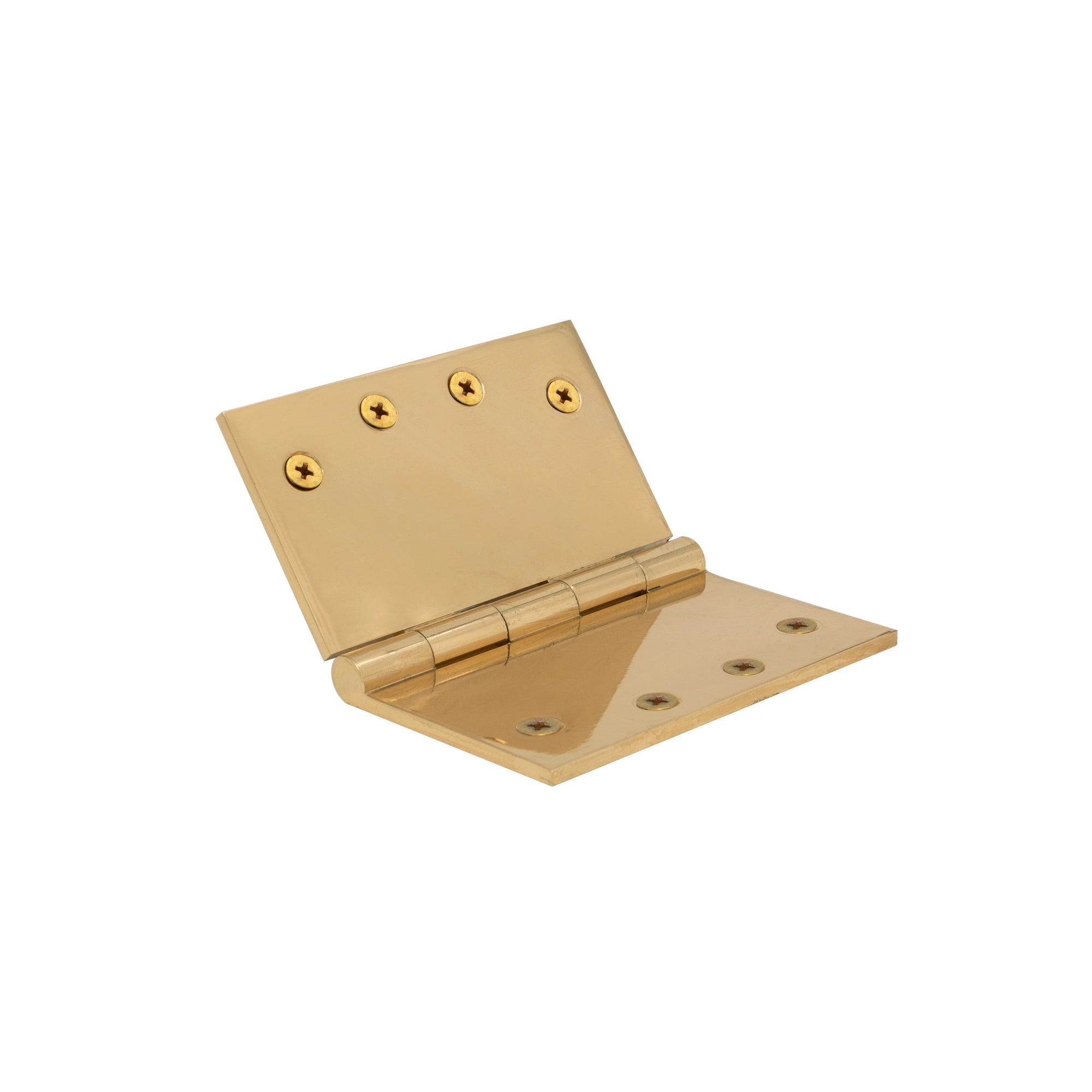 Hinge Brass Fixed Pin Flat Tip 100mm x 125mm - Unlacquered Brass