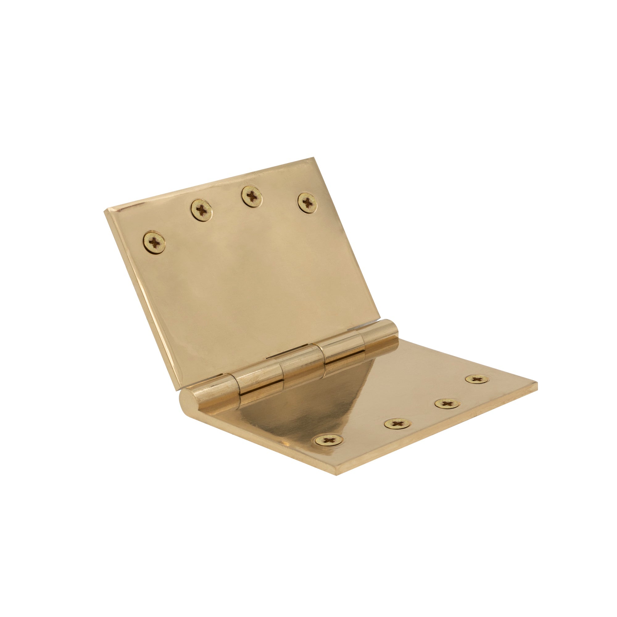 Hinge Brass Fixed Pin Flat Tip 100mm x 150mm - Polished Brass