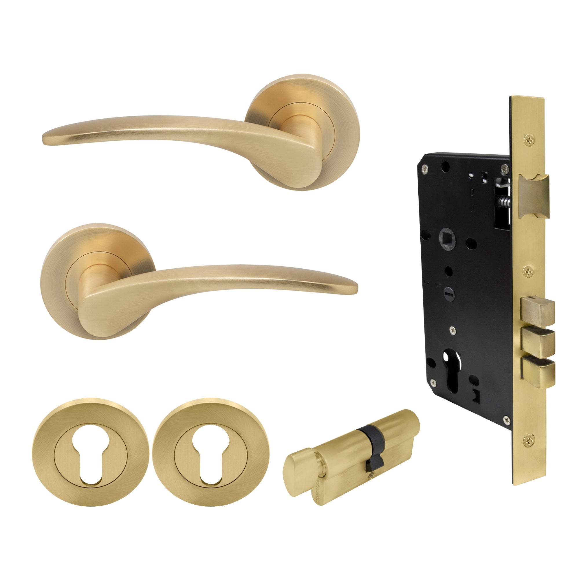 Apollo Entrance Set - Matt Satin Brass