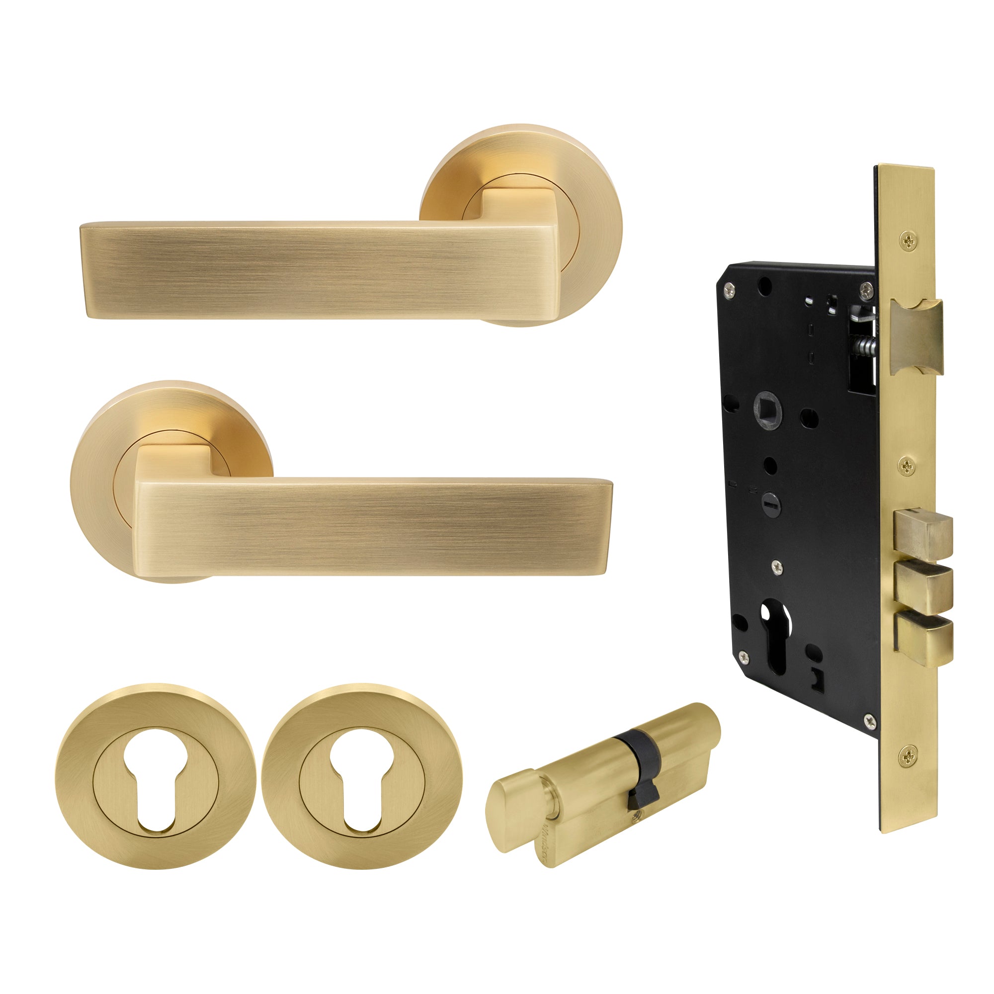 Pegasus Entrance Set - Matt Satin Brass