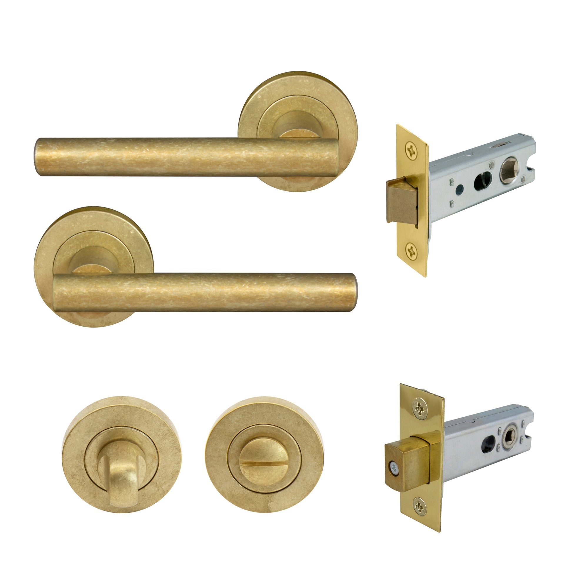 Charleston Privacy Set - Rumbled Brass