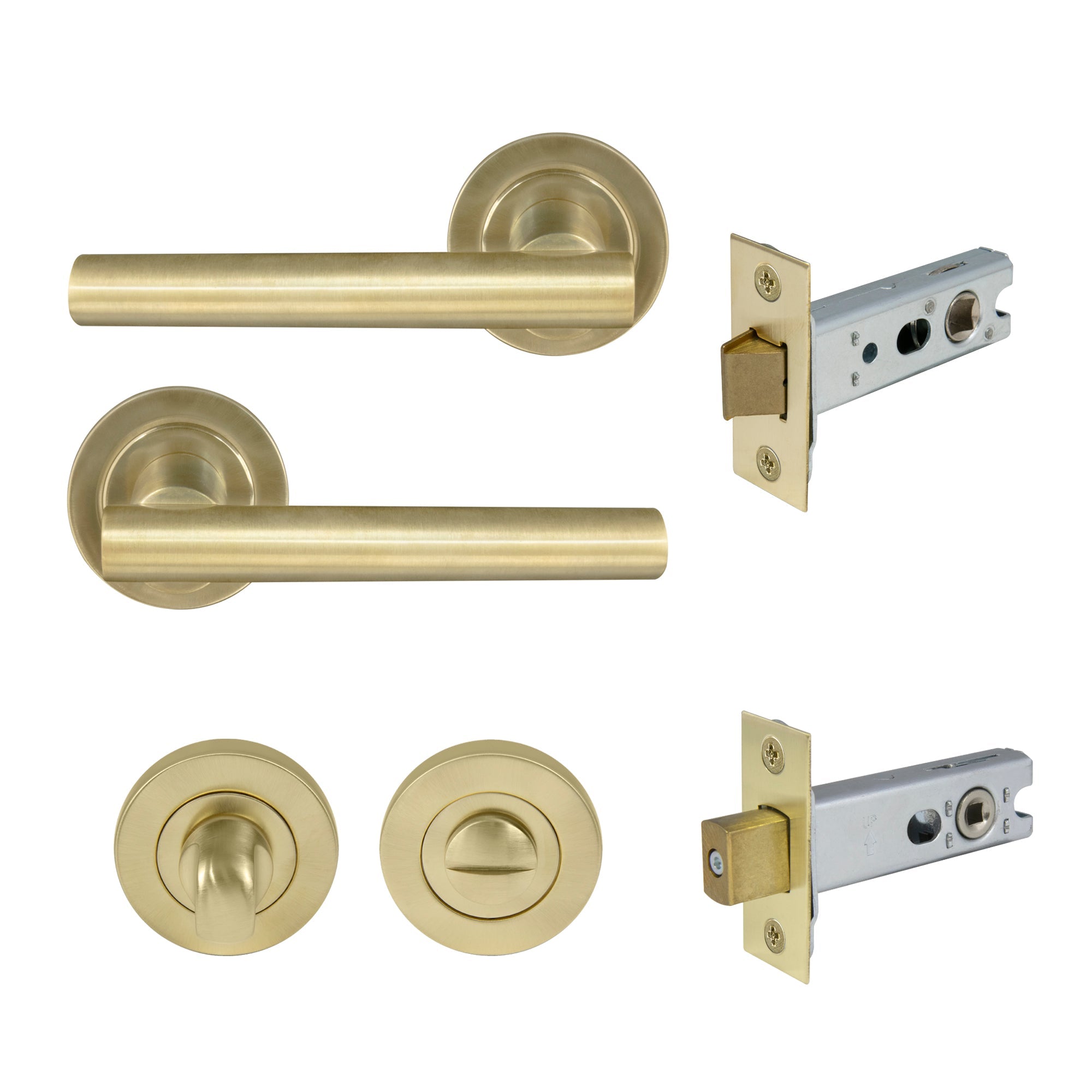 Charleston Privacy Set - Unlacquered Satin Brass