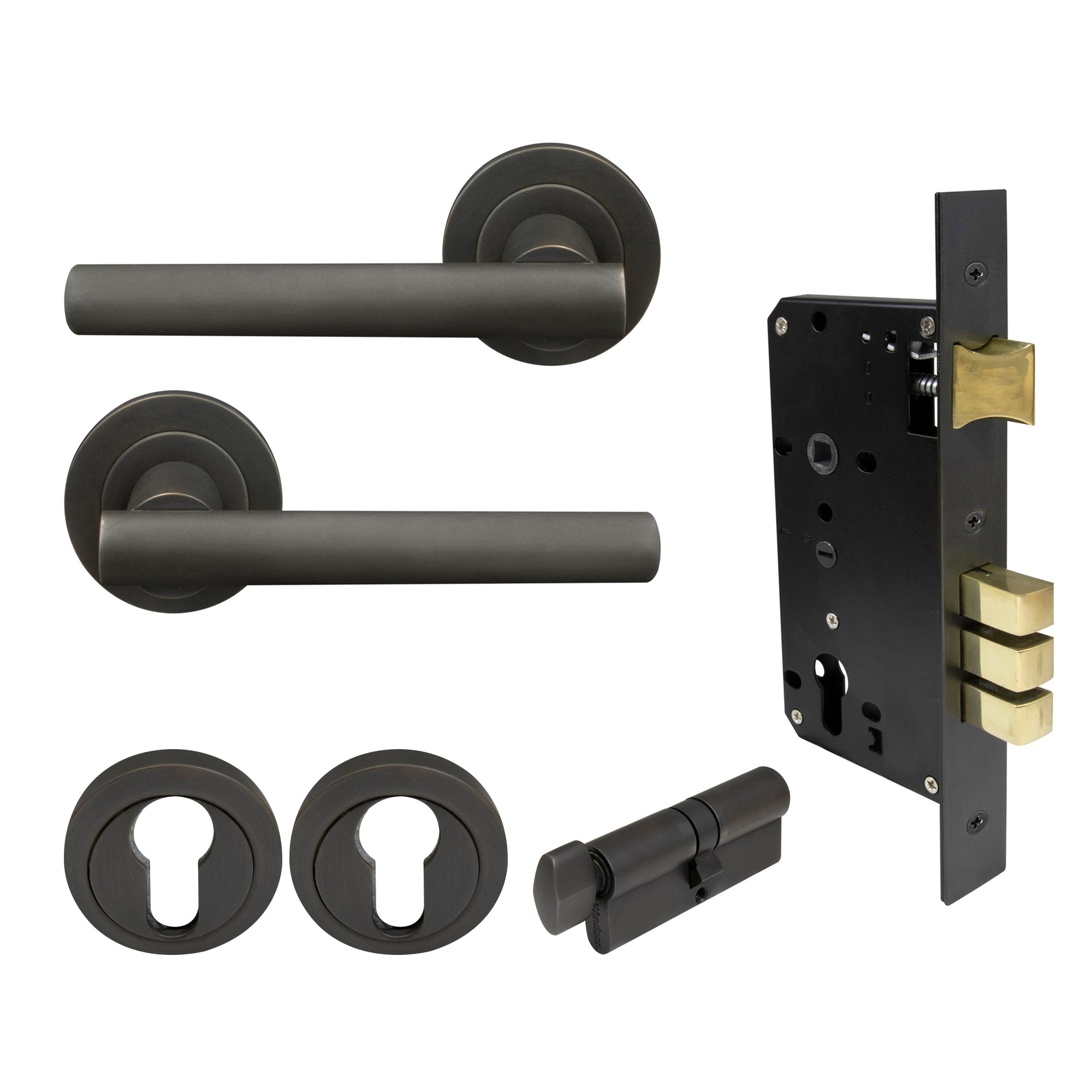Charleston Entrance Set - Dark Roman Brass