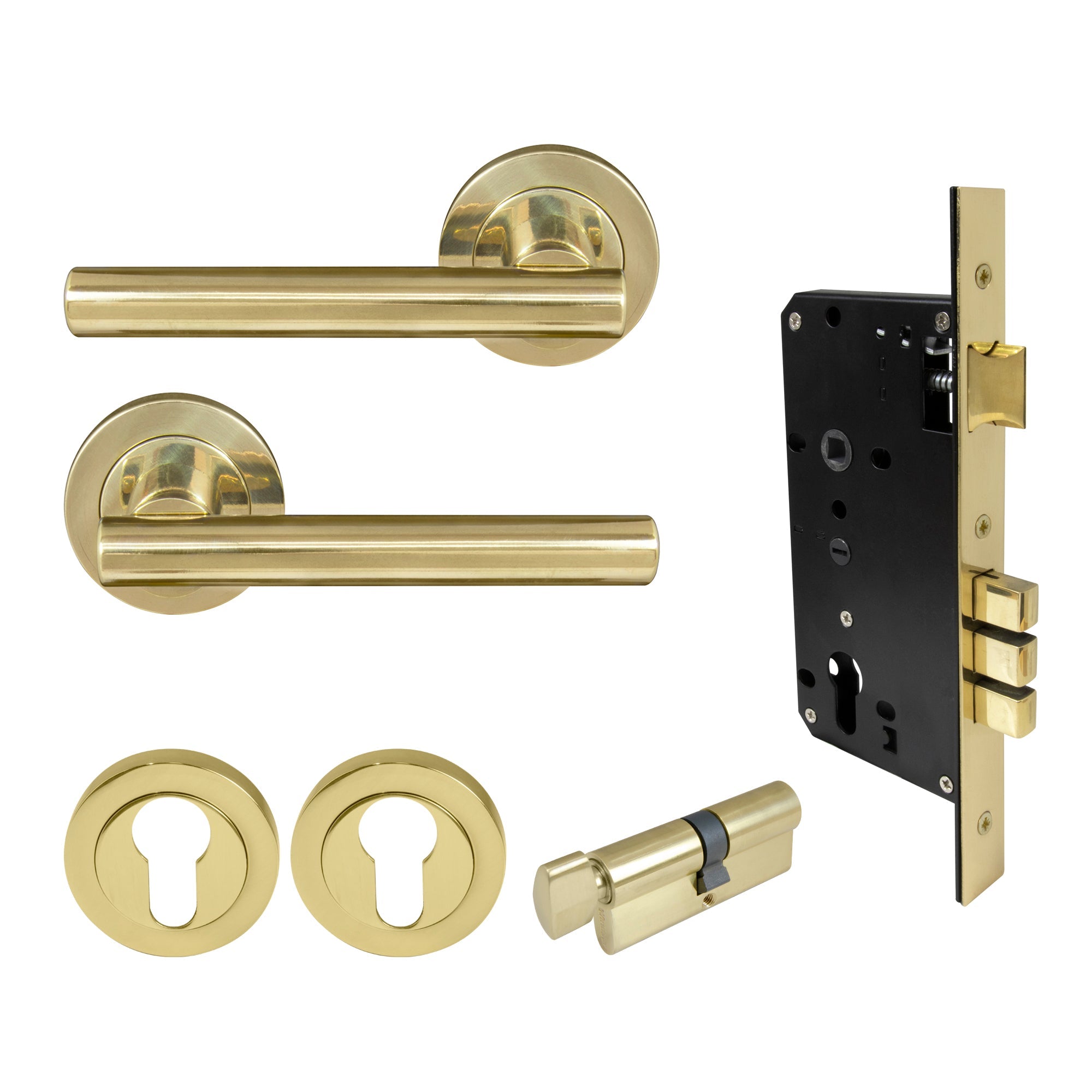 Charleston Entrance Set - Polished Brass