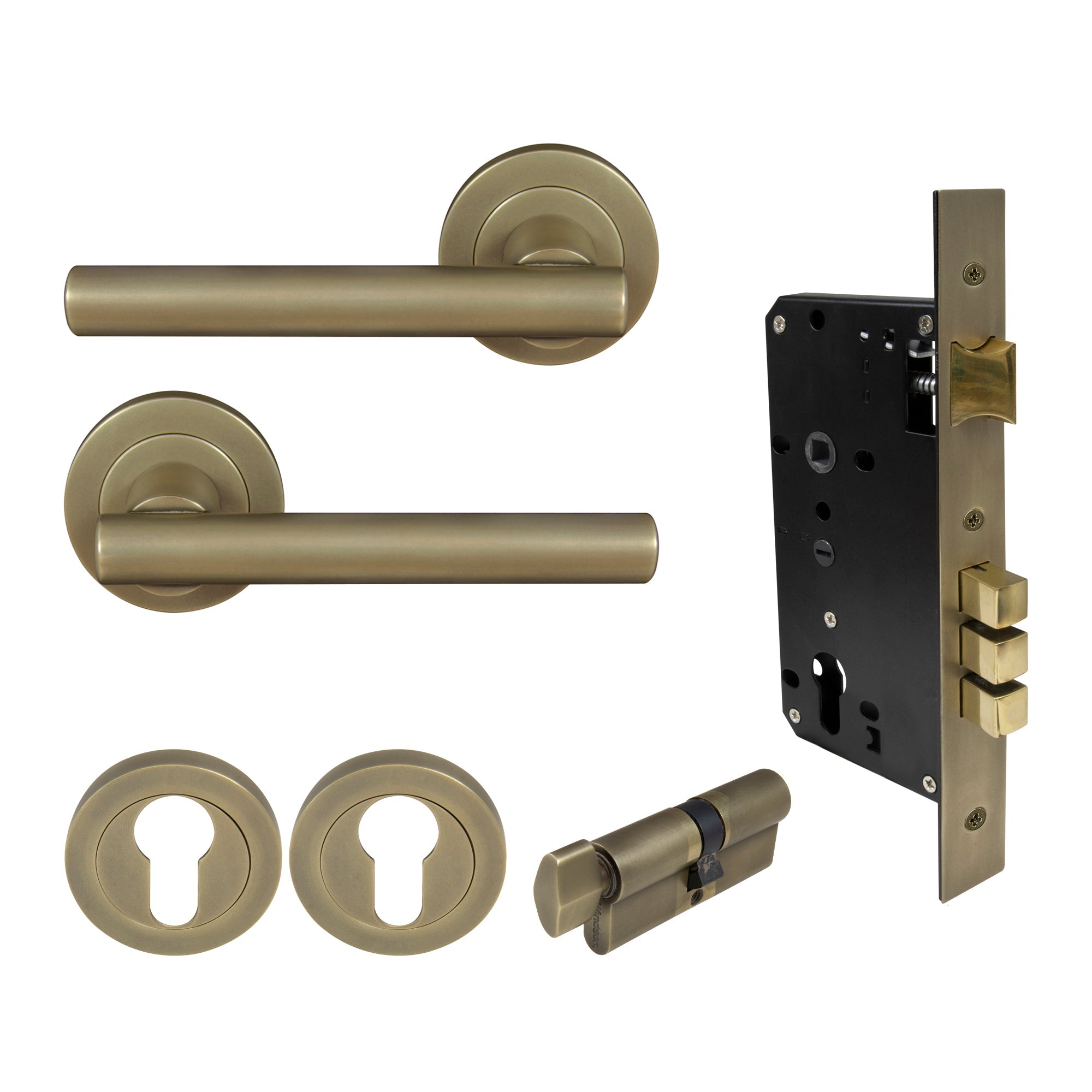 Charleston Entrance Set - Roman Brass