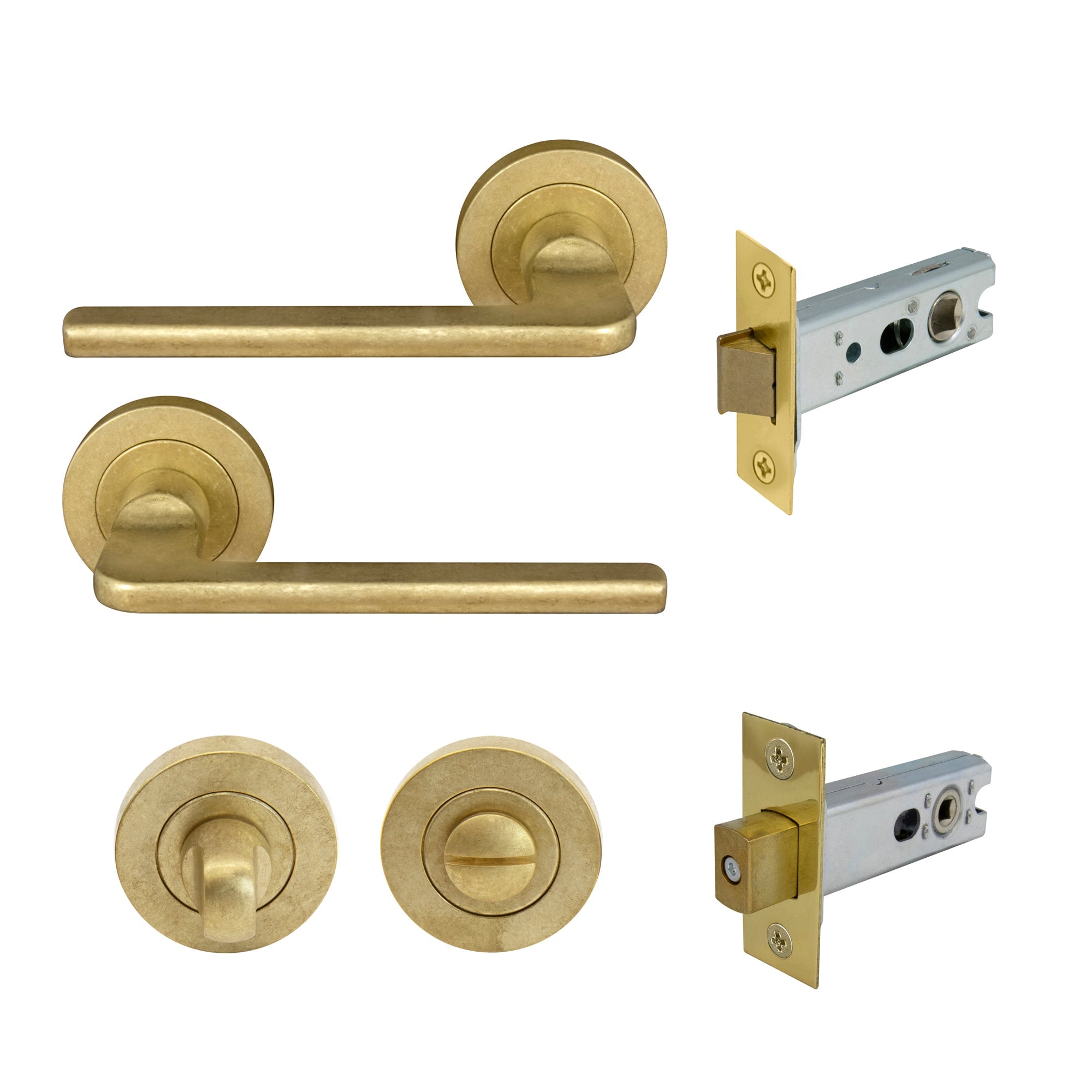 Chalet Privacy Set - Rumbled Brass
