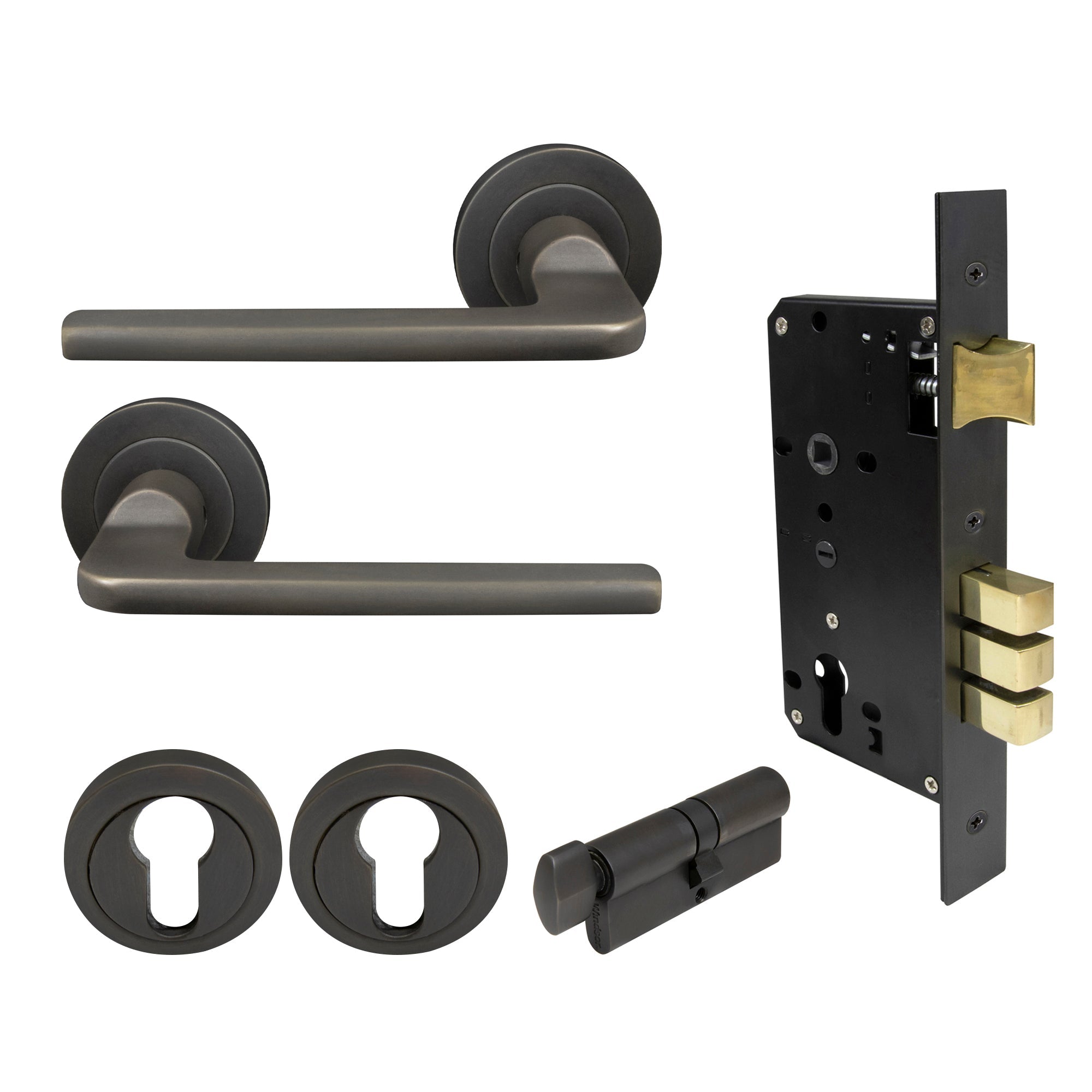 Chalet Entrance Set - Dark Roman Brass