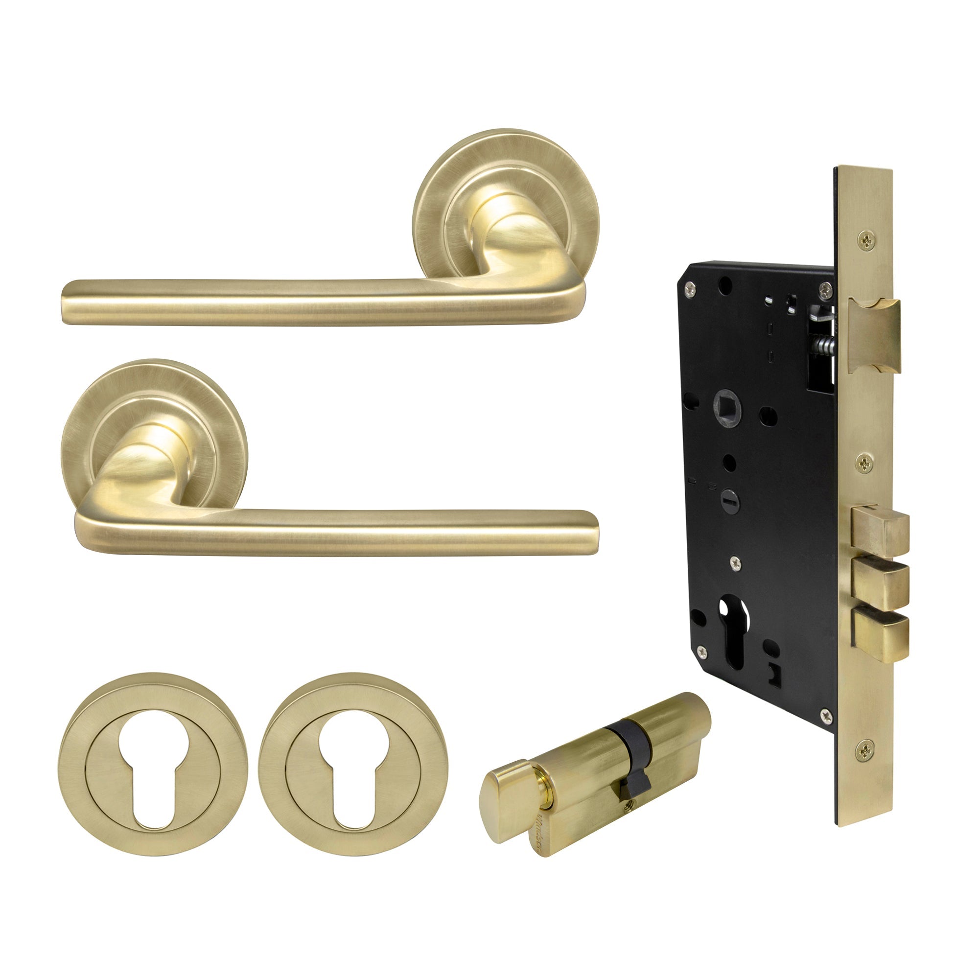 Chalet Entrance Set - Unlacquered Satin Brass