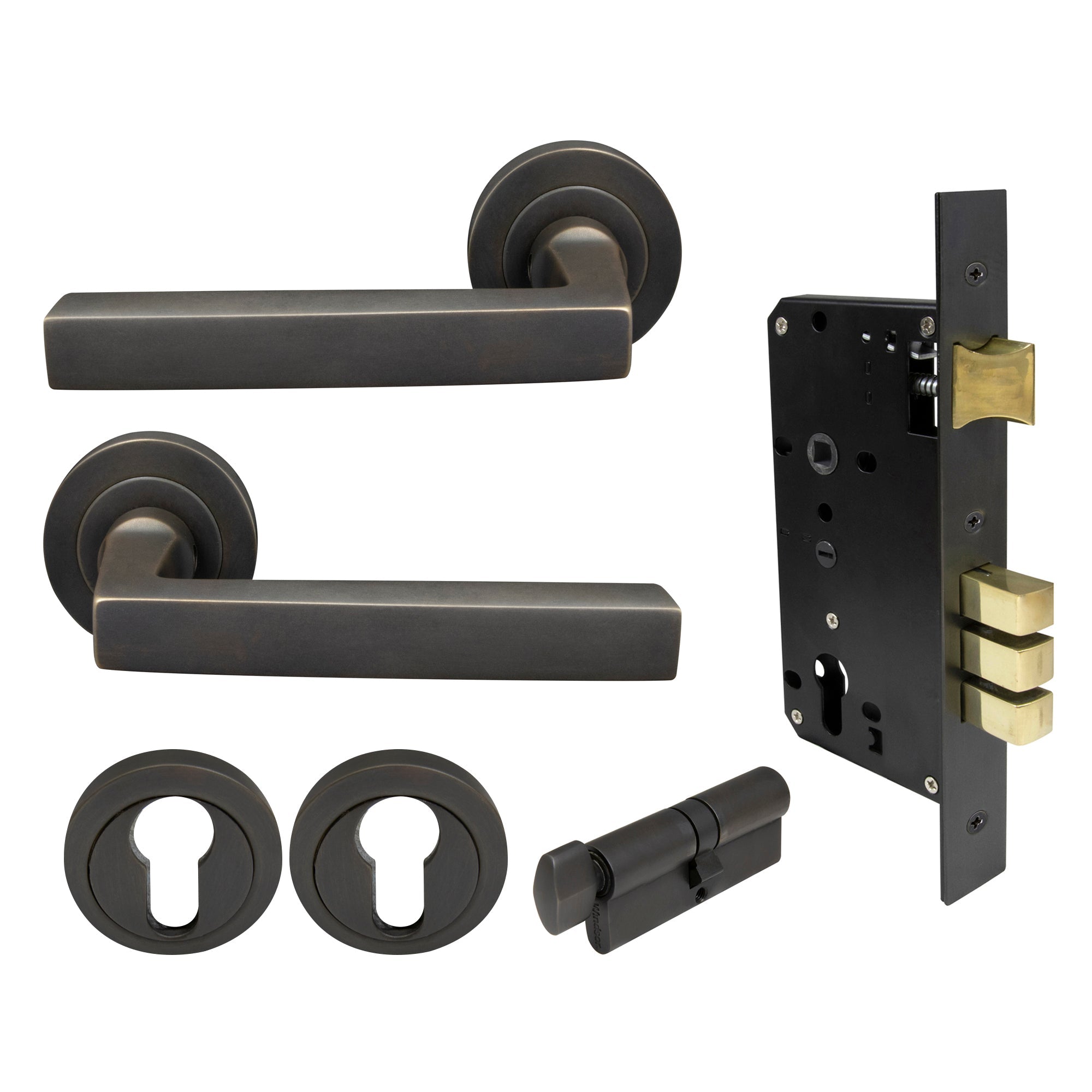 Federal Entrance Set - Dark Roman Brass