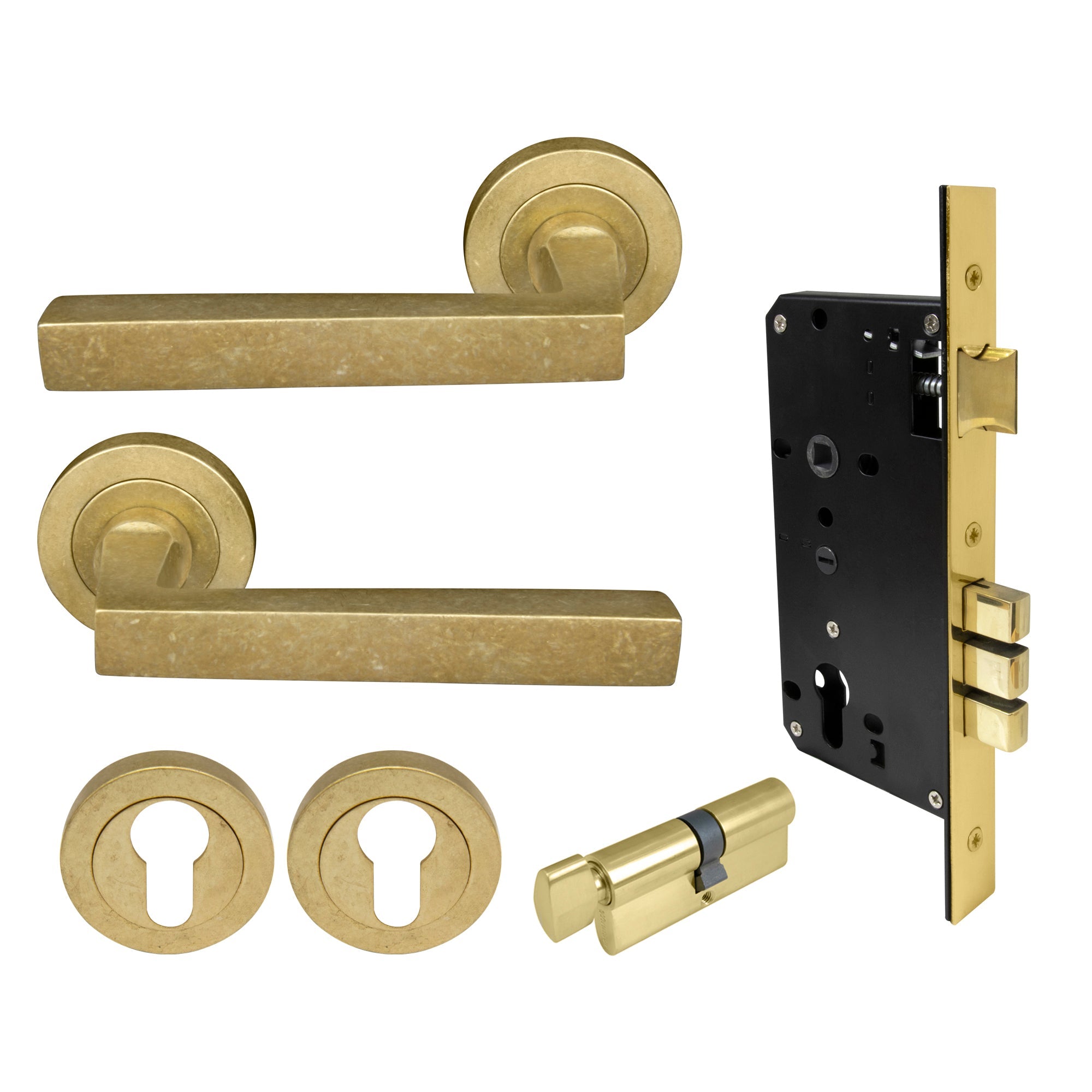 Federal Entrance Set - Rumbled Brass
