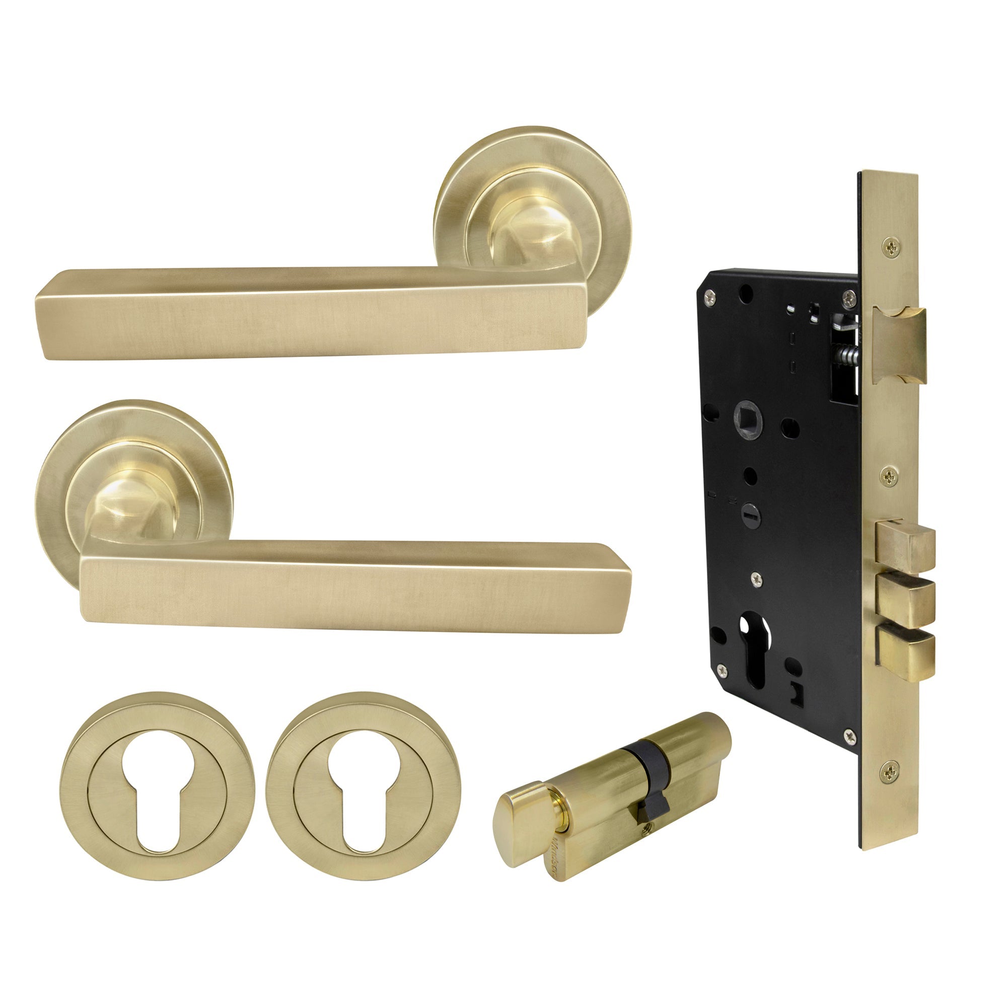 Federal Entrance Set - Unlacquered Satin Brass