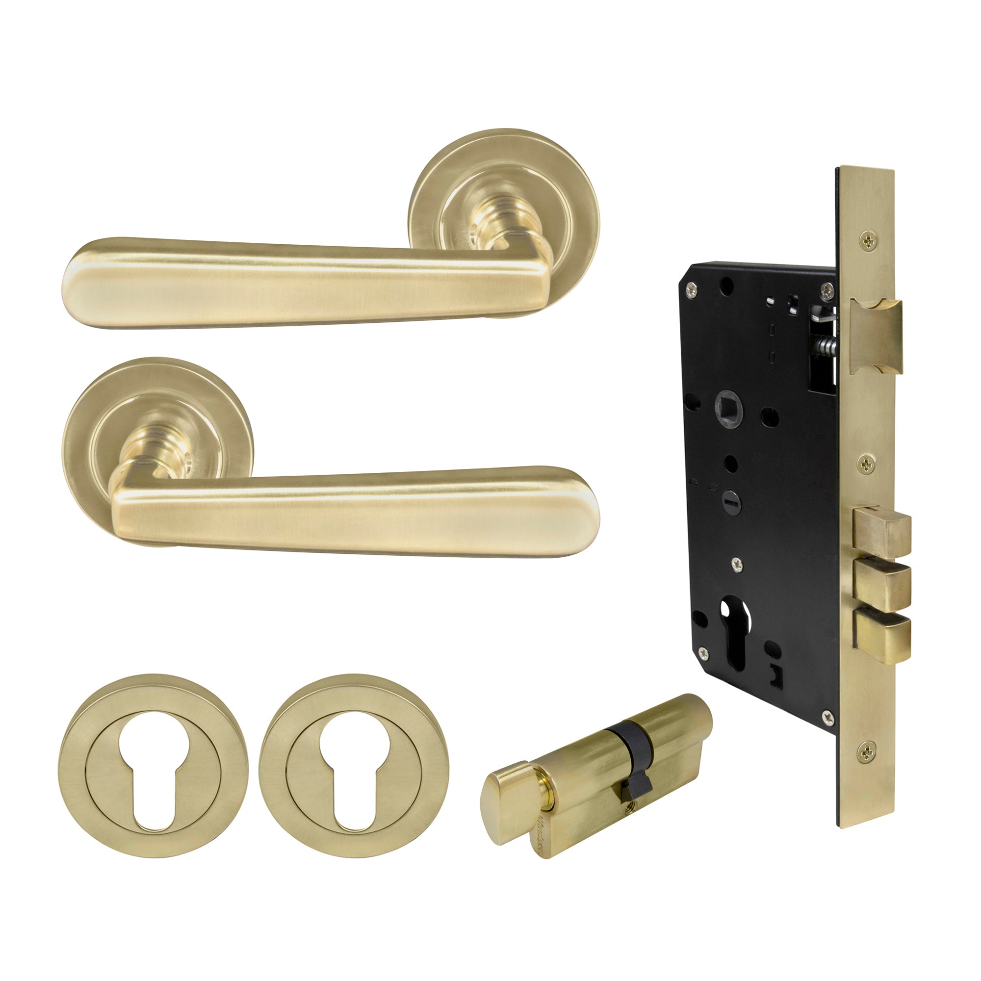 Villa Entrance Set - Unlacquered Satin Brass