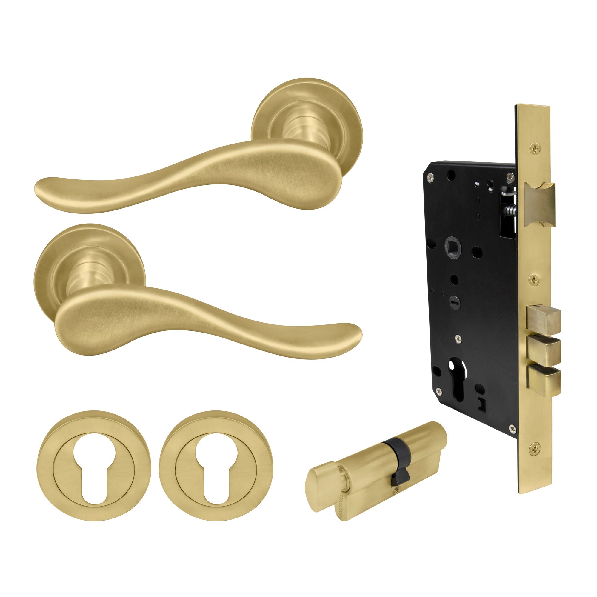 Haven Entrance Set - Matt Satin Brass