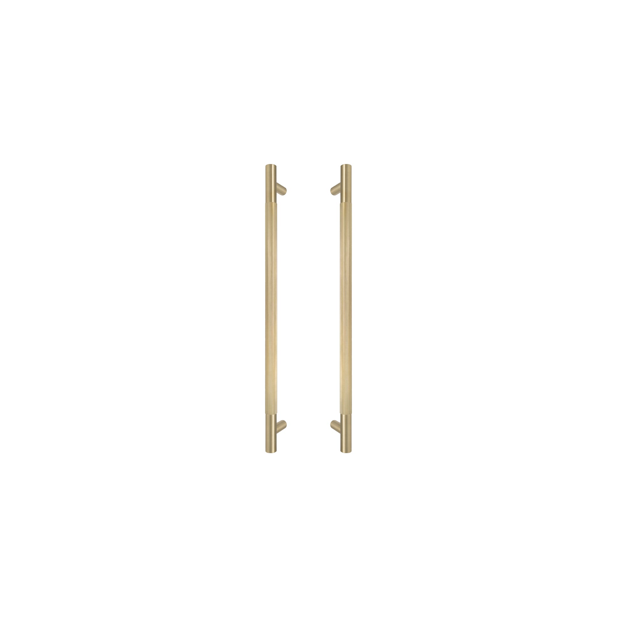 Sento Pull Handle 450mm - Linear Knurl - Matt Satin Brass