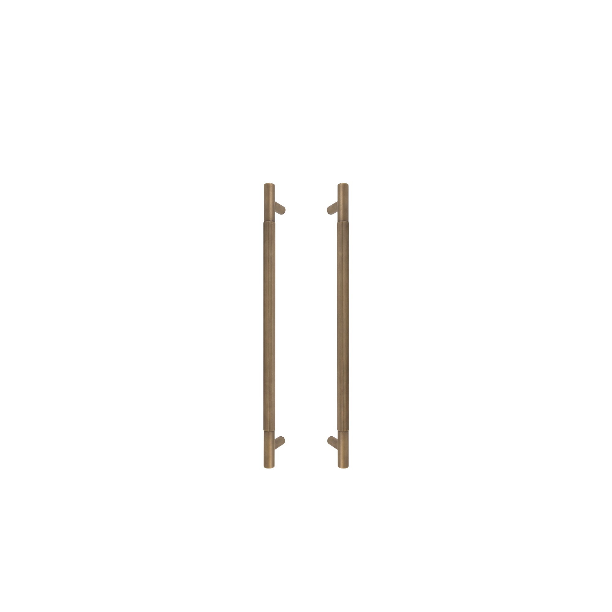 Sento Pull Handle 450mm - Linear Knurl - Roman Brass