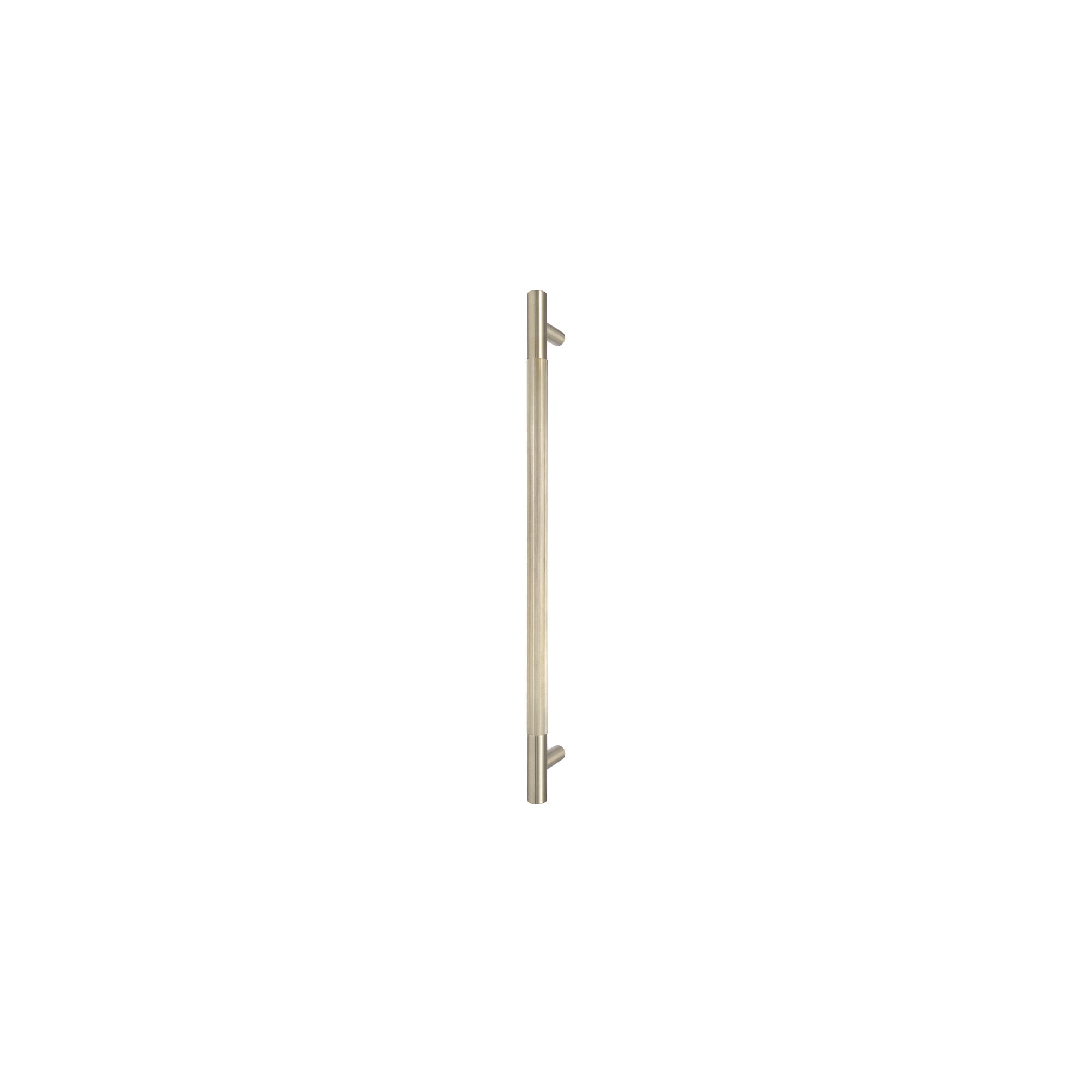 Sento Pull Handle 450mm - Linear Knurl - Rear Fixed - Unlacquered Satin Brass