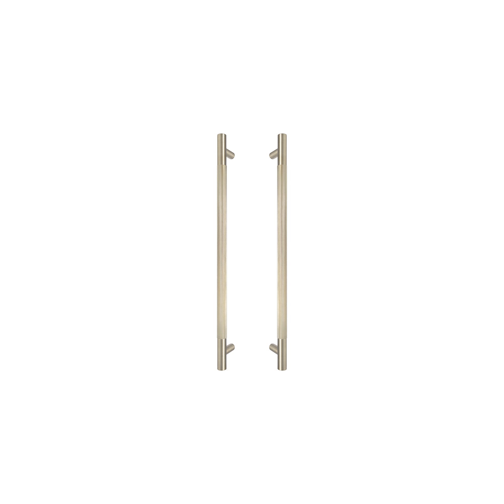 Sento Pull Handle 450mm - Linear Knurl - Unlacquered Satin Brass
