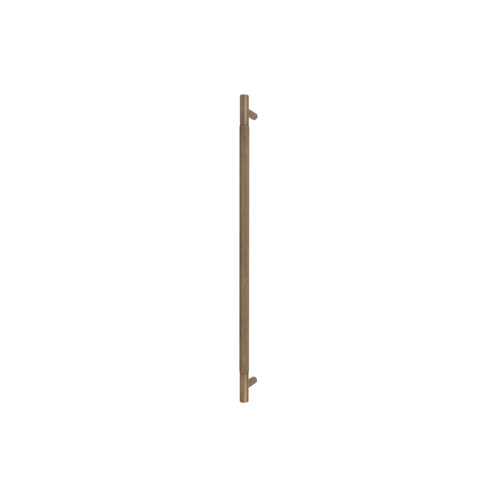 Sento Pull Handle 600mm - Linear Knurl - Face Fixed - Roman Brass