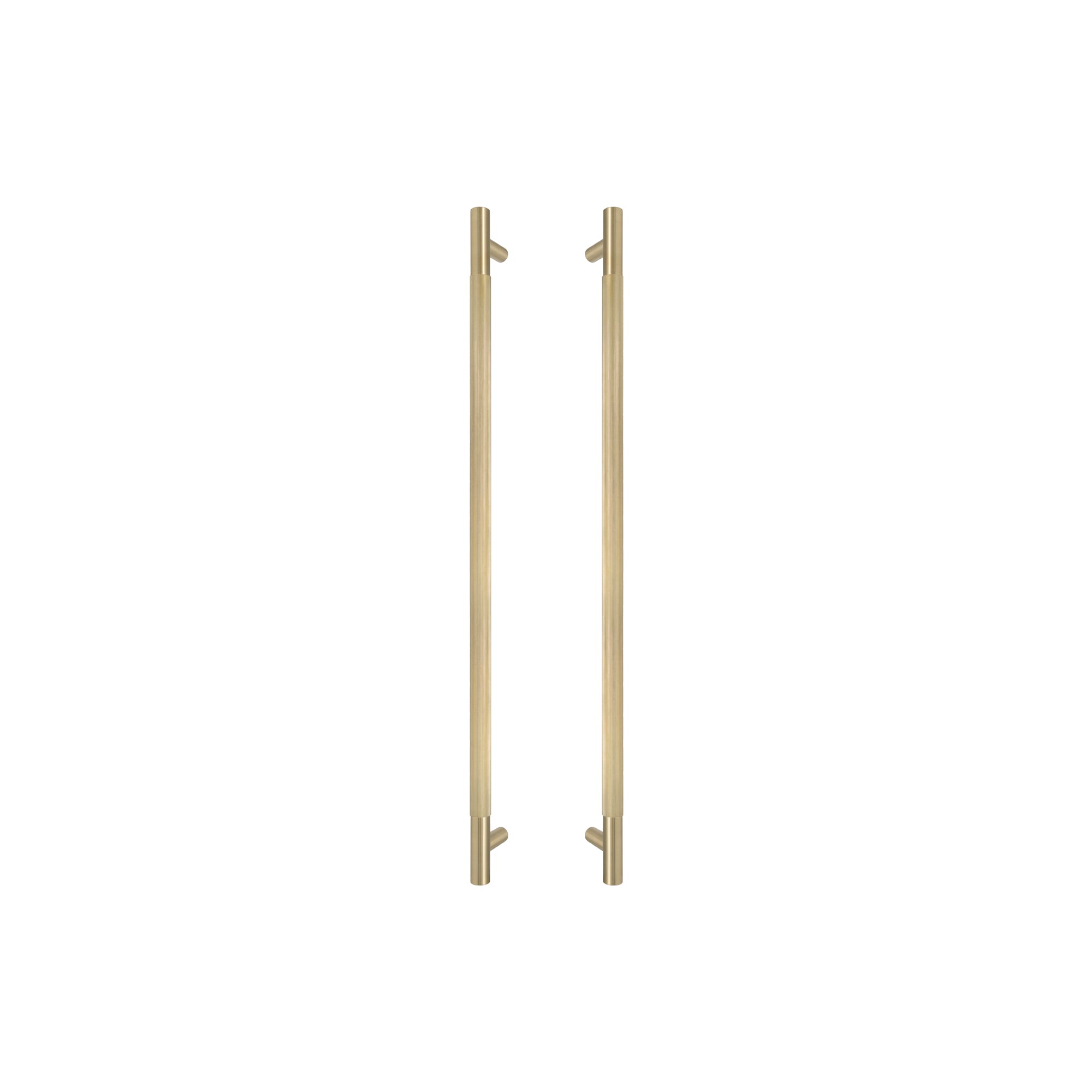 Sento Pull Handle 600mm - Linear Knurl - Matt Satin Brass