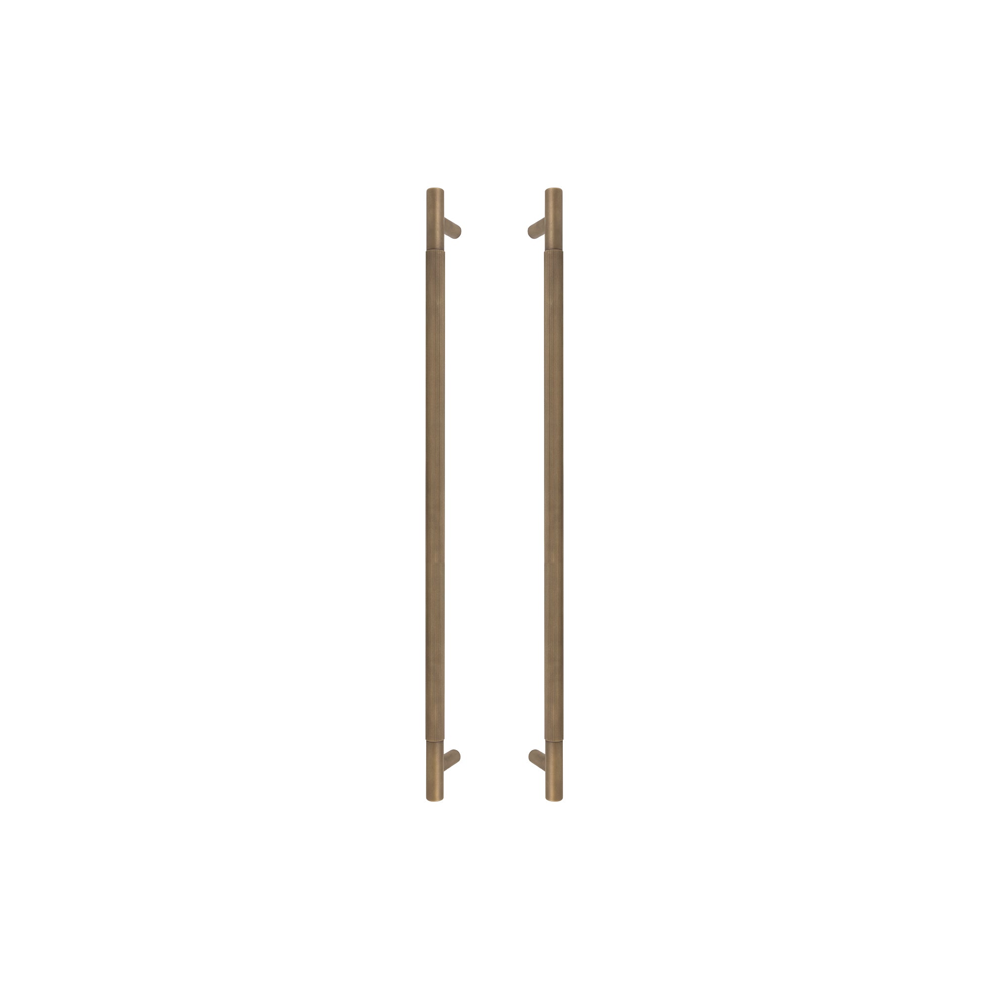 Sento Pull Handle 600mm - Linear Knurl - Roman Brass