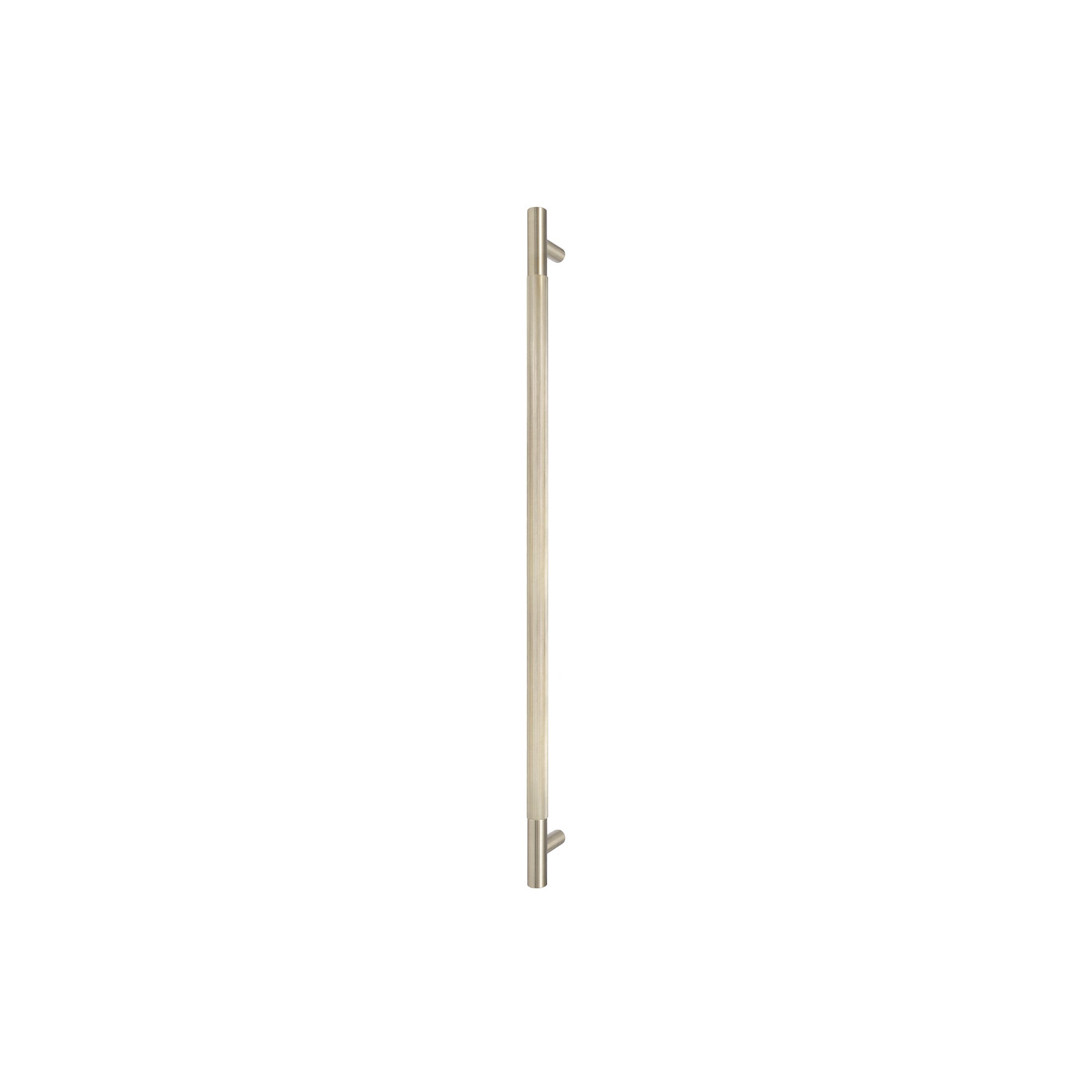 Sento Pull Handle 600mm - Linear Knurl - Rear Fixed - Unlacquered Satin Brass
