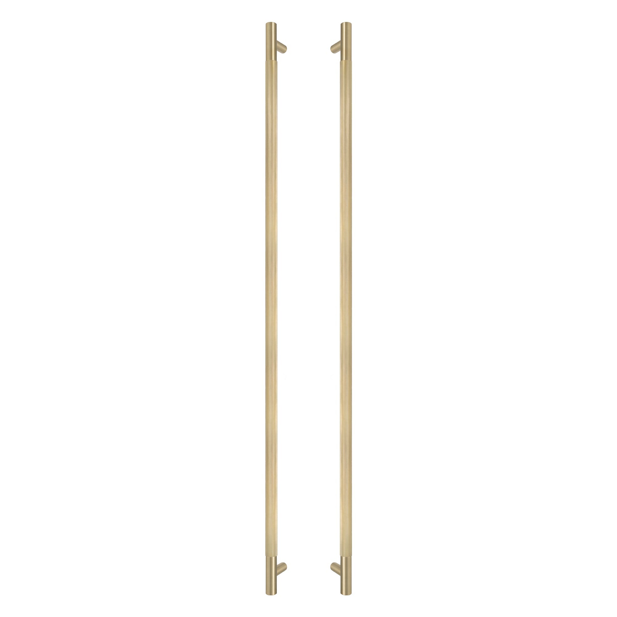 Sento Pull Handle 900mm - Linear Knurl - Matt Satin Brass